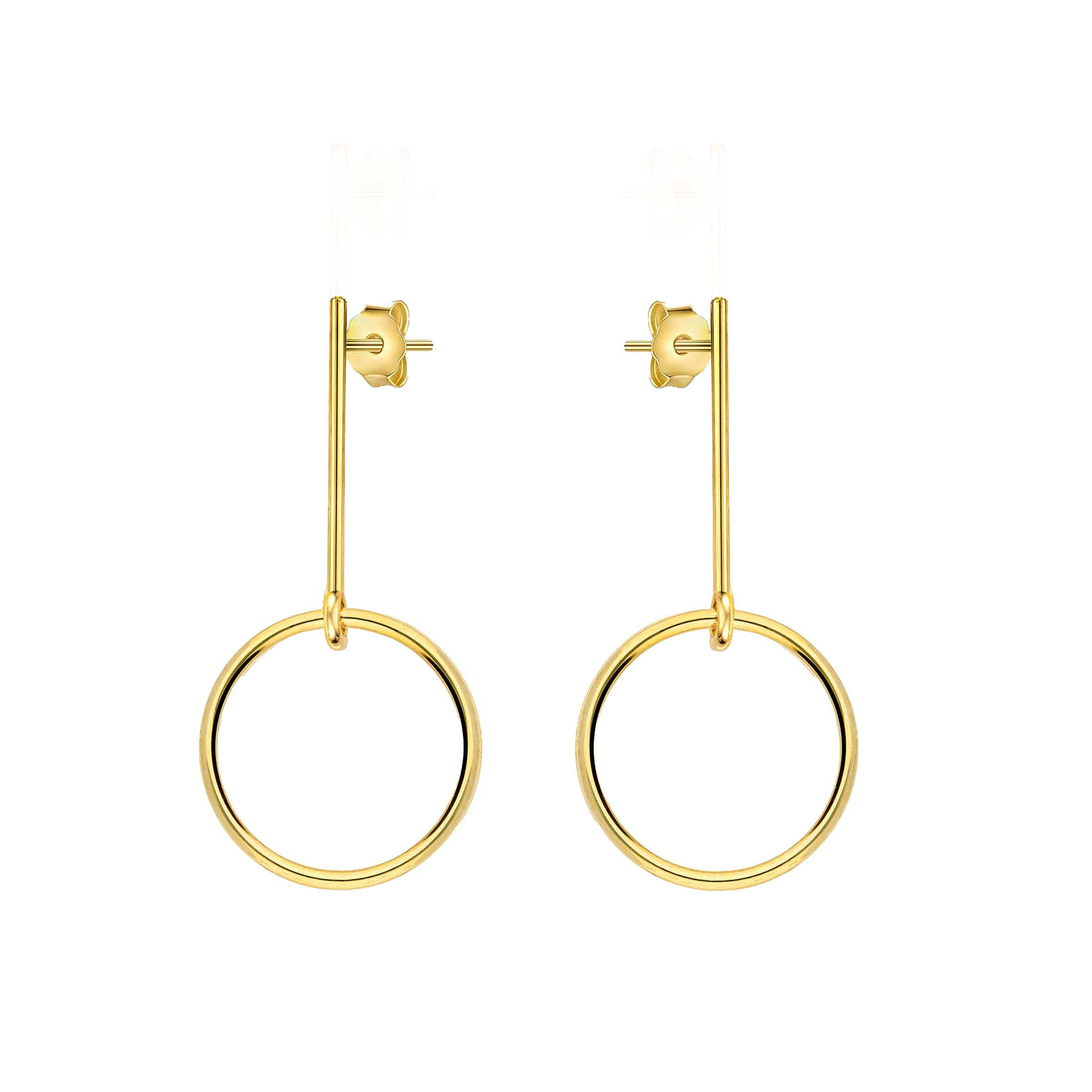 Lynora Silver Earring Gold Plated Linear Disc Drop Earrings