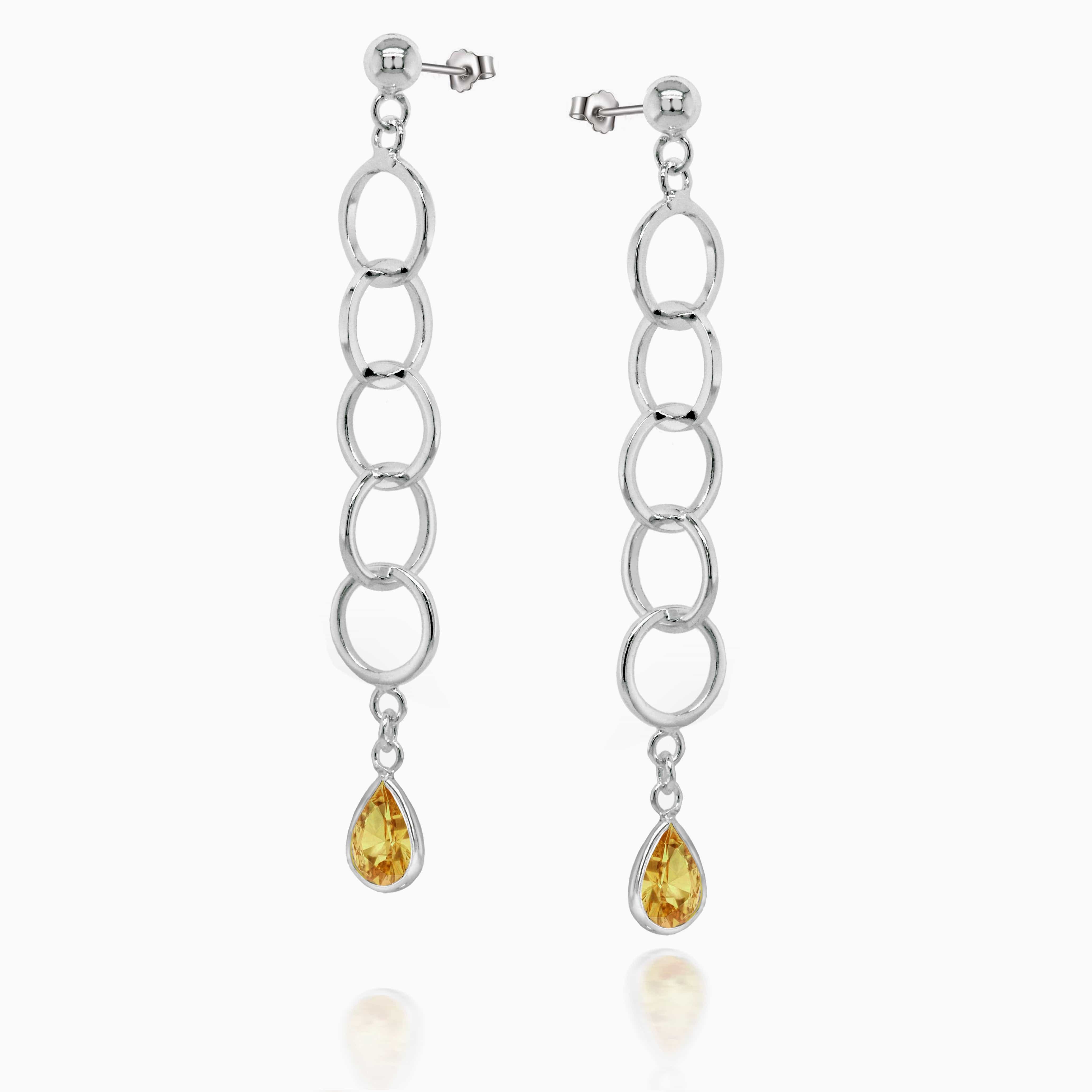 Lynora Silver Earring Lynora Sterling Silver Circle Link Amethyst Drop Earrings