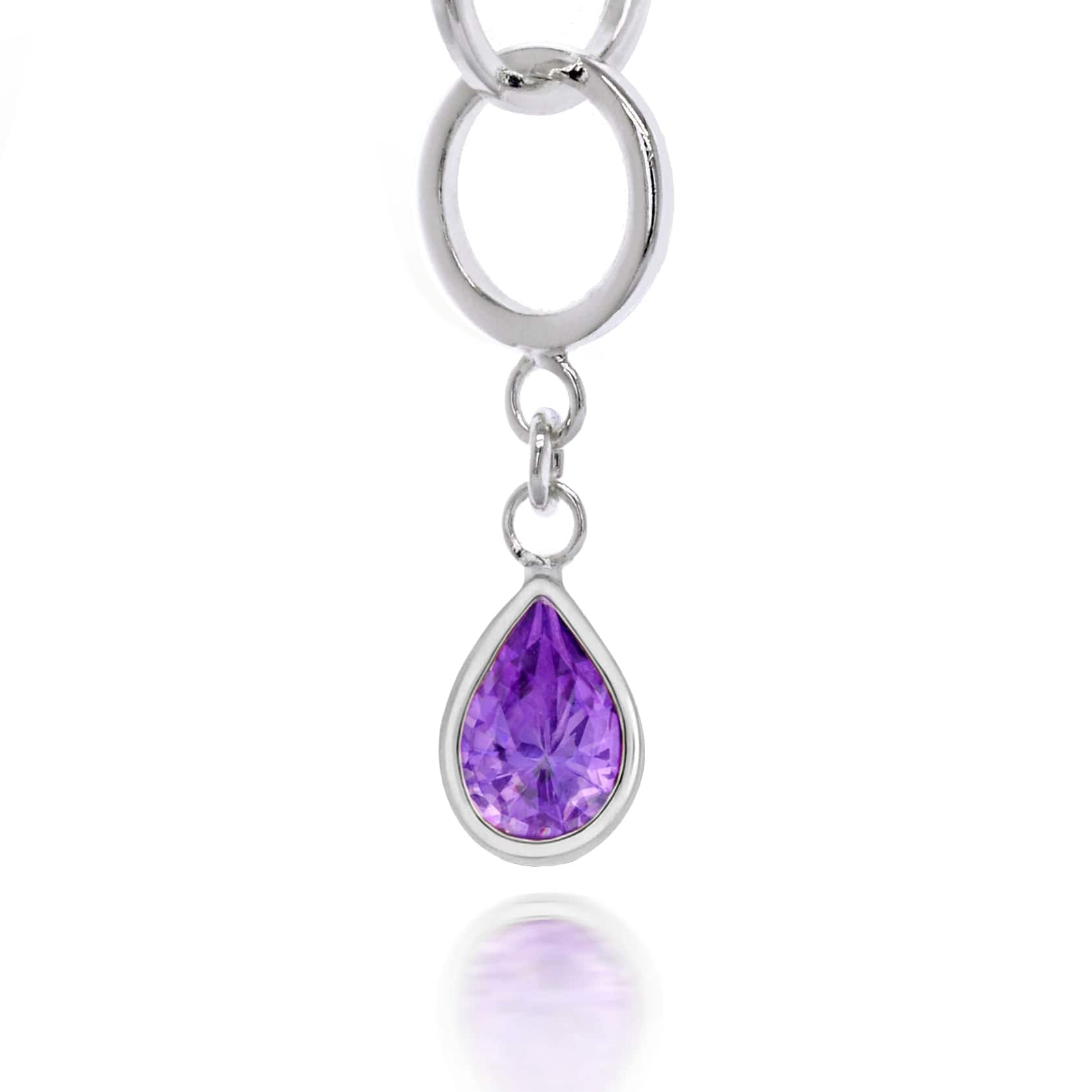 Lynora Silver Earring Lynora Sterling Silver Circle Link Amethyst Drop Earrings