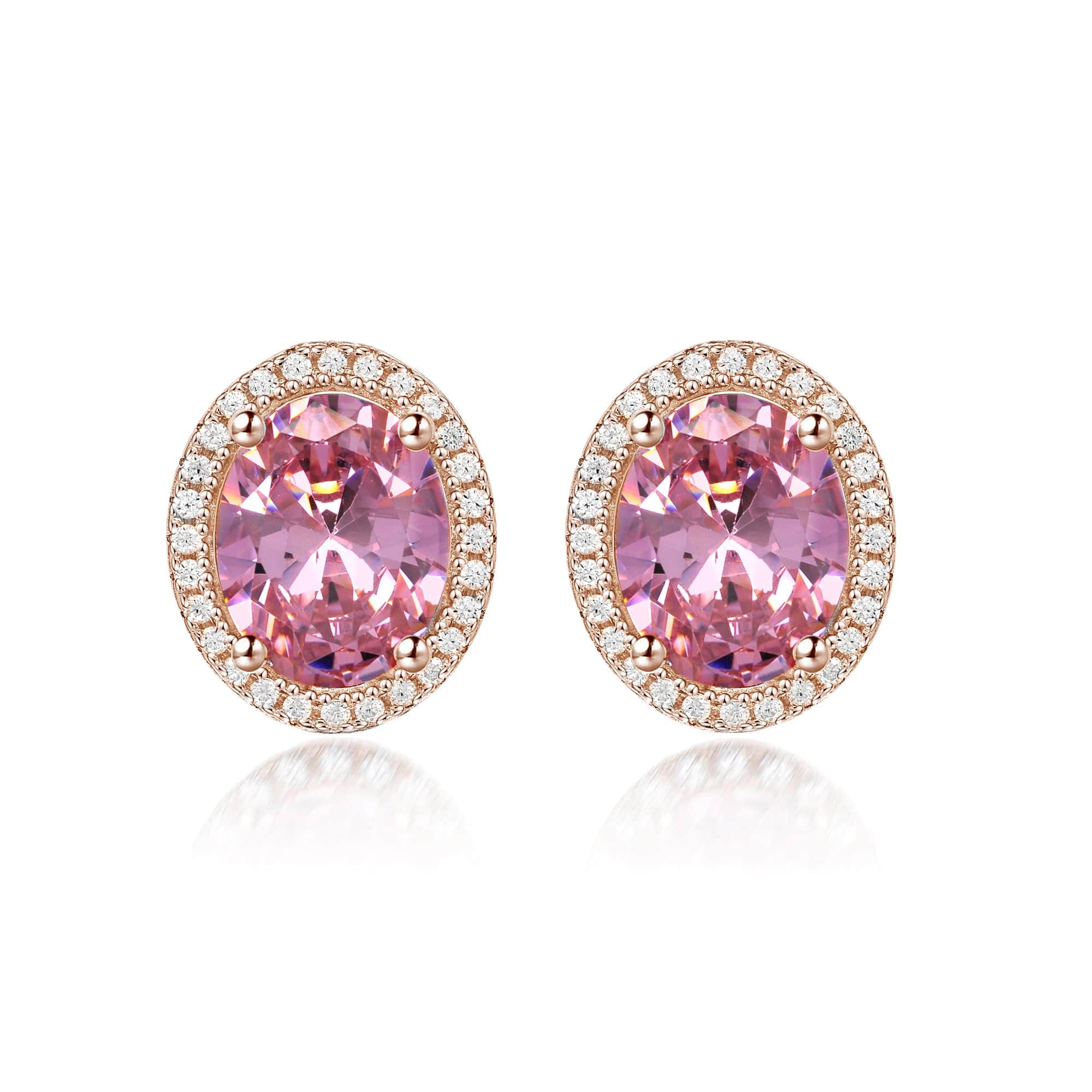 Lynora Silver Earring Opulence Pink Tourmaline Pave Earrings Rose Gold Plated Rose Gold Plated / Pink Tourmaline Opulence Pink Tourmaline Pave Earrings Rose Gold Plated