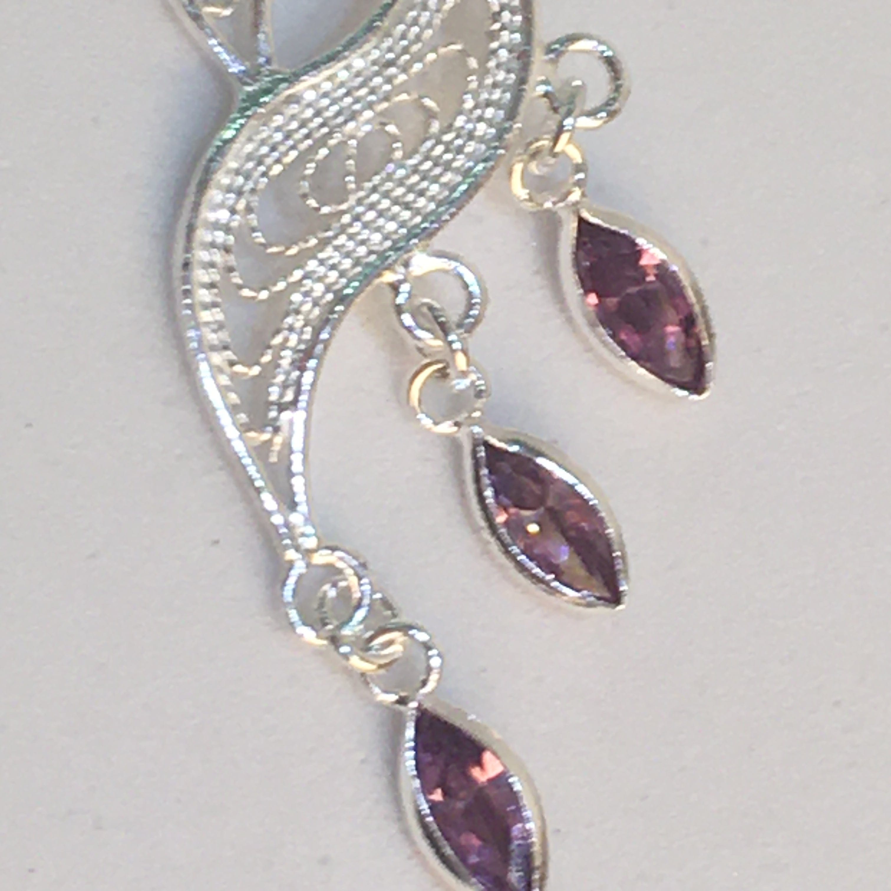 Lynora Silver Earring Sterling Silver / Amethyst Lynora Sterling Silver Marquiese Amethyst Threader Earrings
