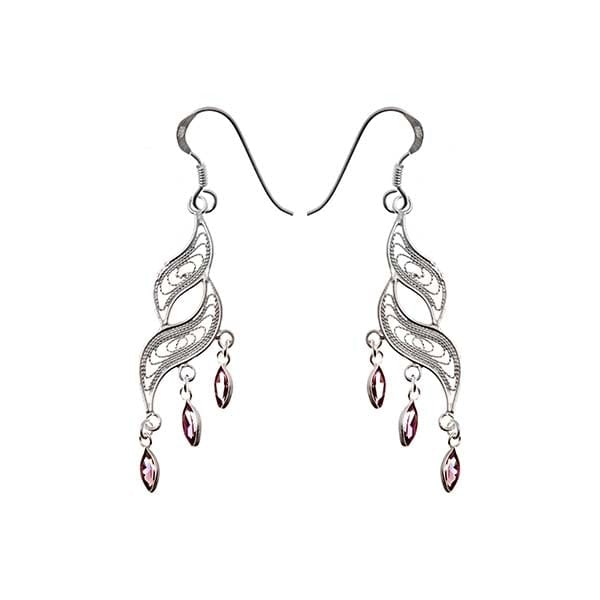 Lynora Silver Earring Sterling Silver / Amethyst Lynora Sterling Silver Marquiese Amethyst Threader Earrings