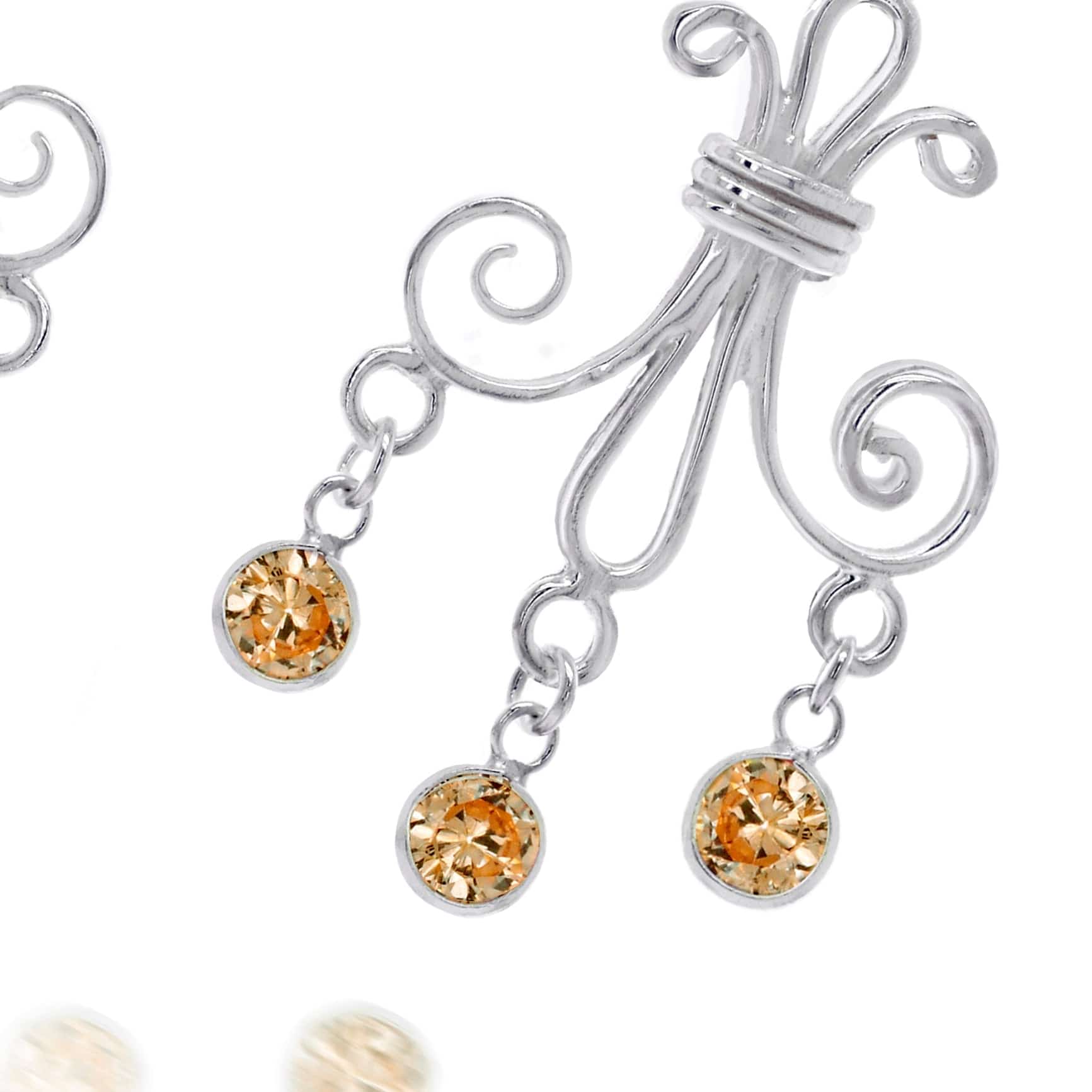 Lynora Silver Earring Sterling Silver / Citrine Lynora Sterling Silver Citrine Chandelier Threader Earrings