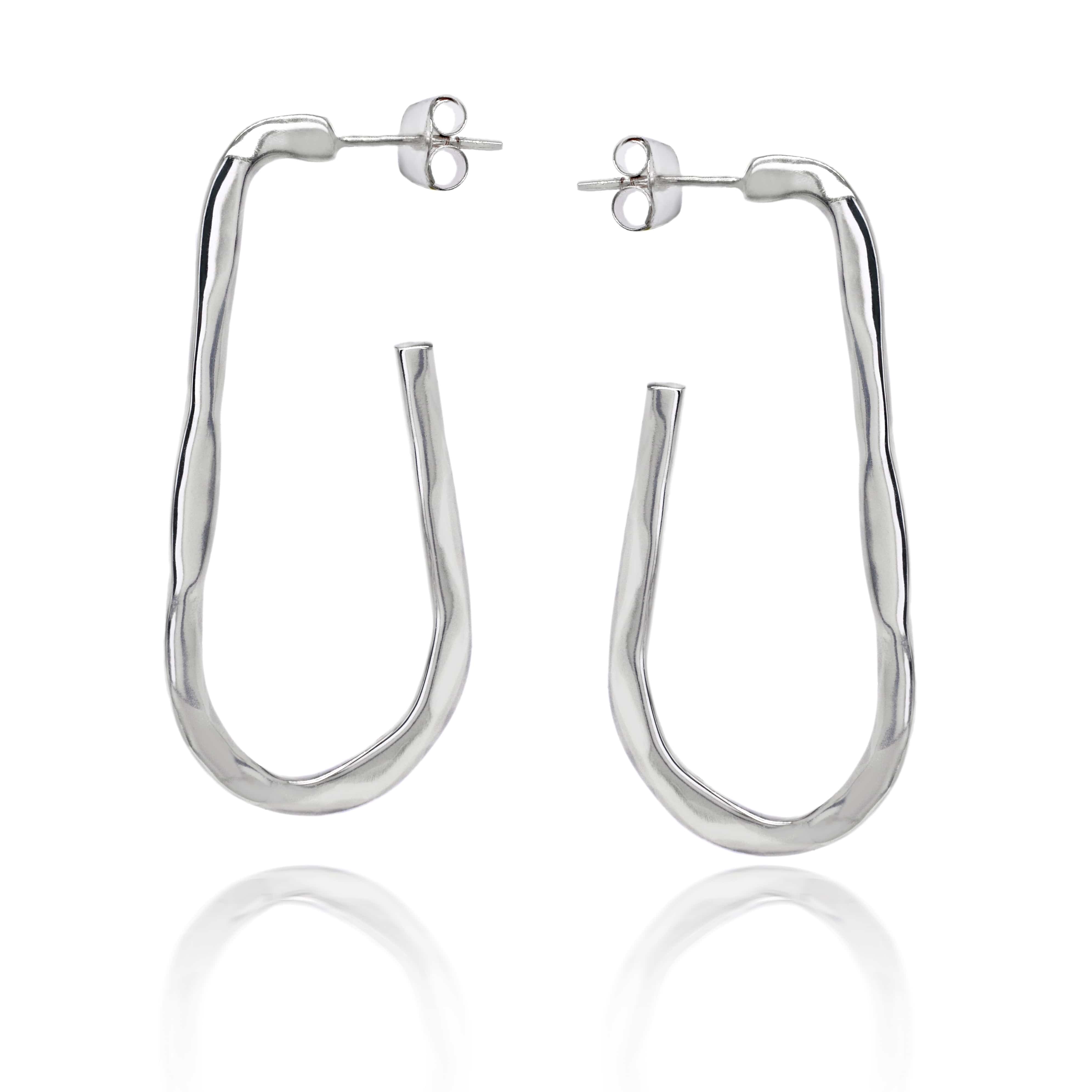 Lynora Silver Earring Sterling Silver / Clear Lynora Sterling Silver Elongated Hoop Earrings