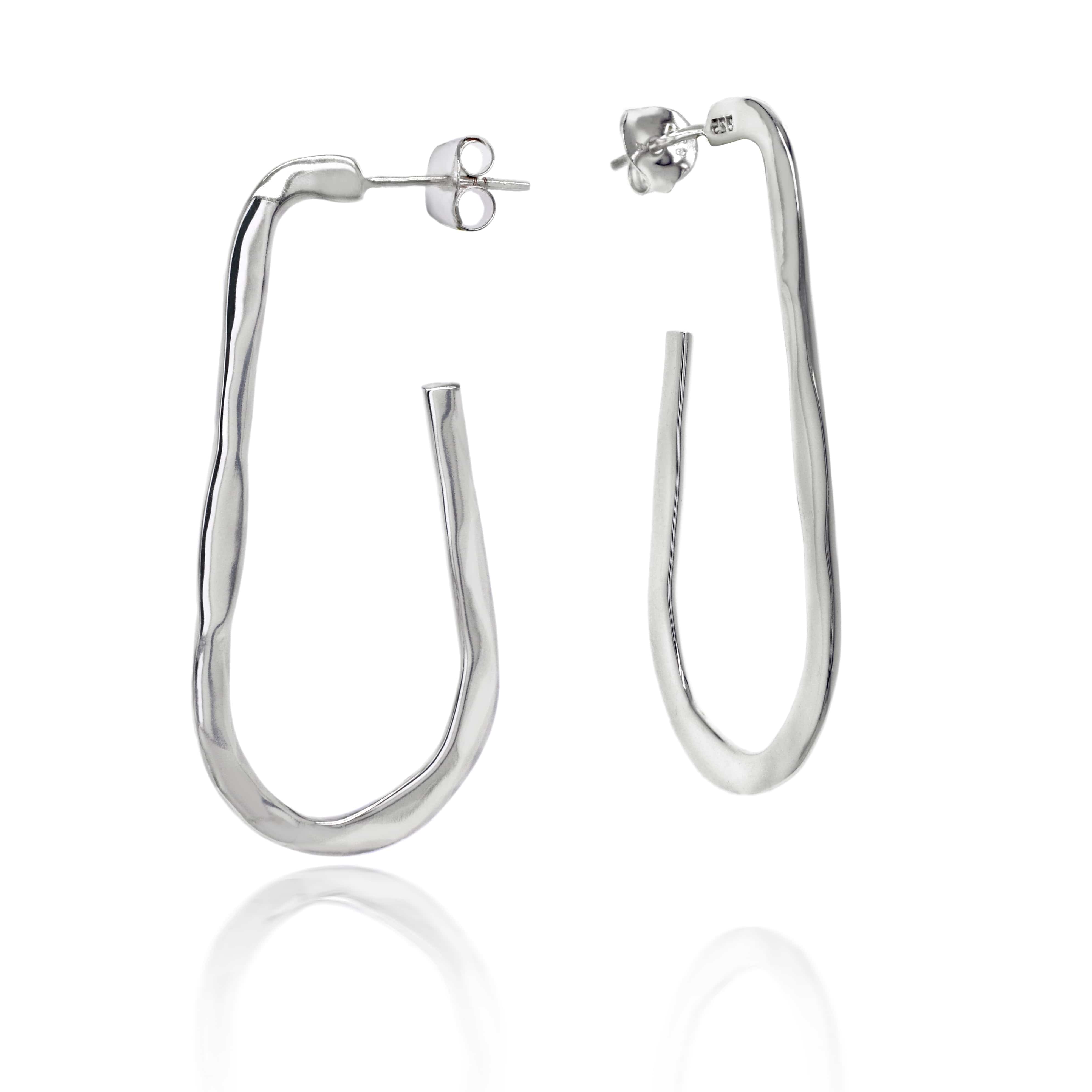 Lynora Silver Earring Sterling Silver / Clear Lynora Sterling Silver Elongated Hoop Earrings