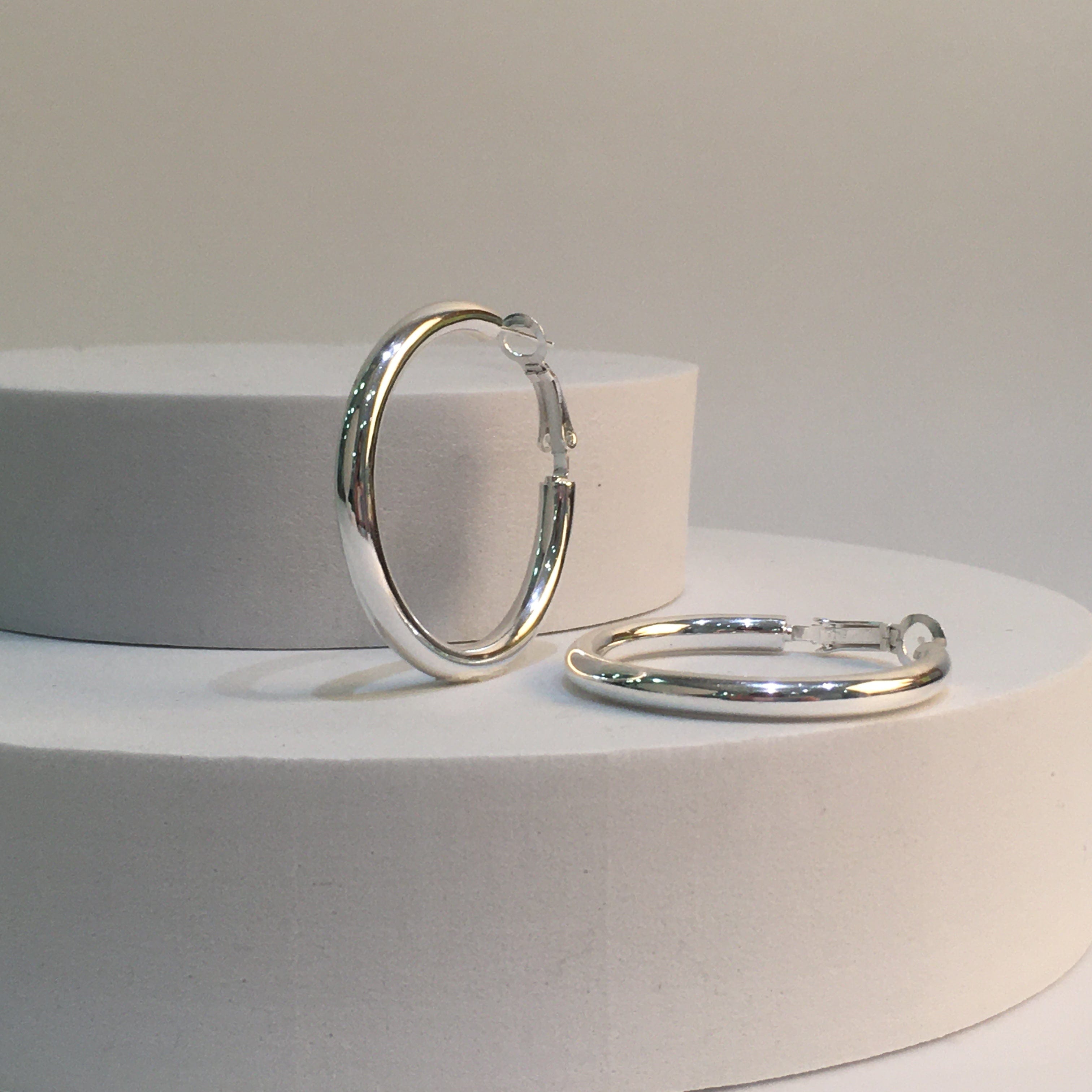 Lynora Silver Earring Sterling Silver / Clear Lynora Sterling Silver Large Hoop Earrings