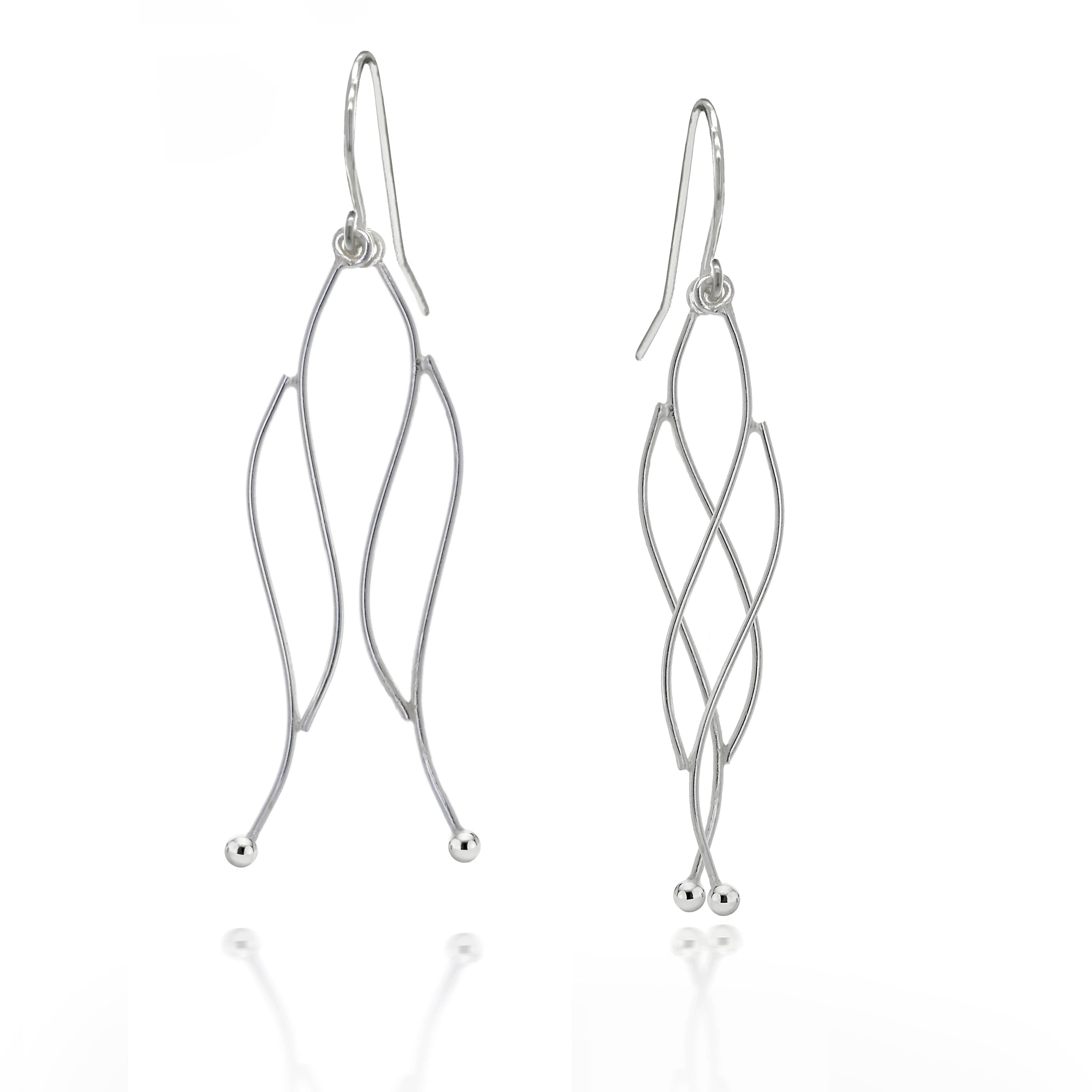 Lynora Silver Earring Sterling Silver / Clear Lynora Sterling Silver Twist Linear Drop Earrings