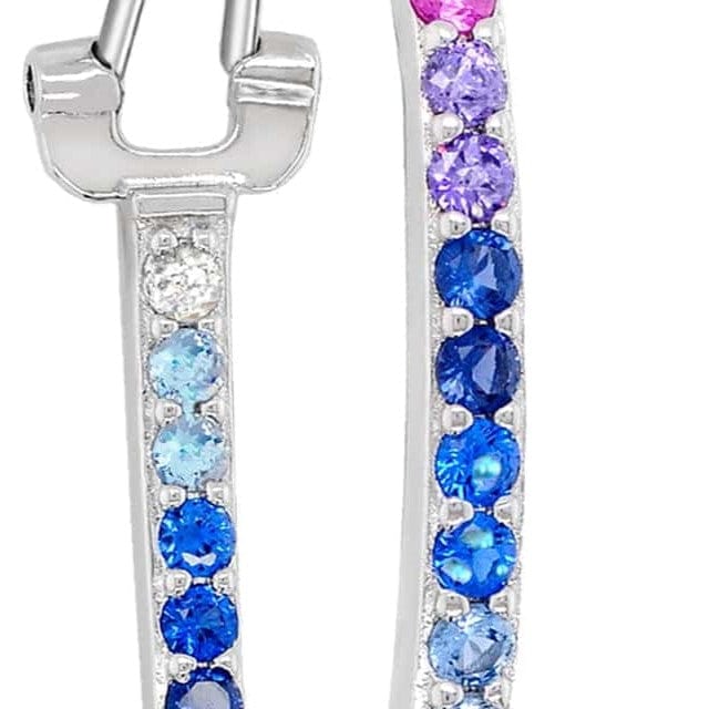 Lynora Silver Earrings Sterling Silver / Multi-coloured Rainbow Quintet Hoop Earrings Oval