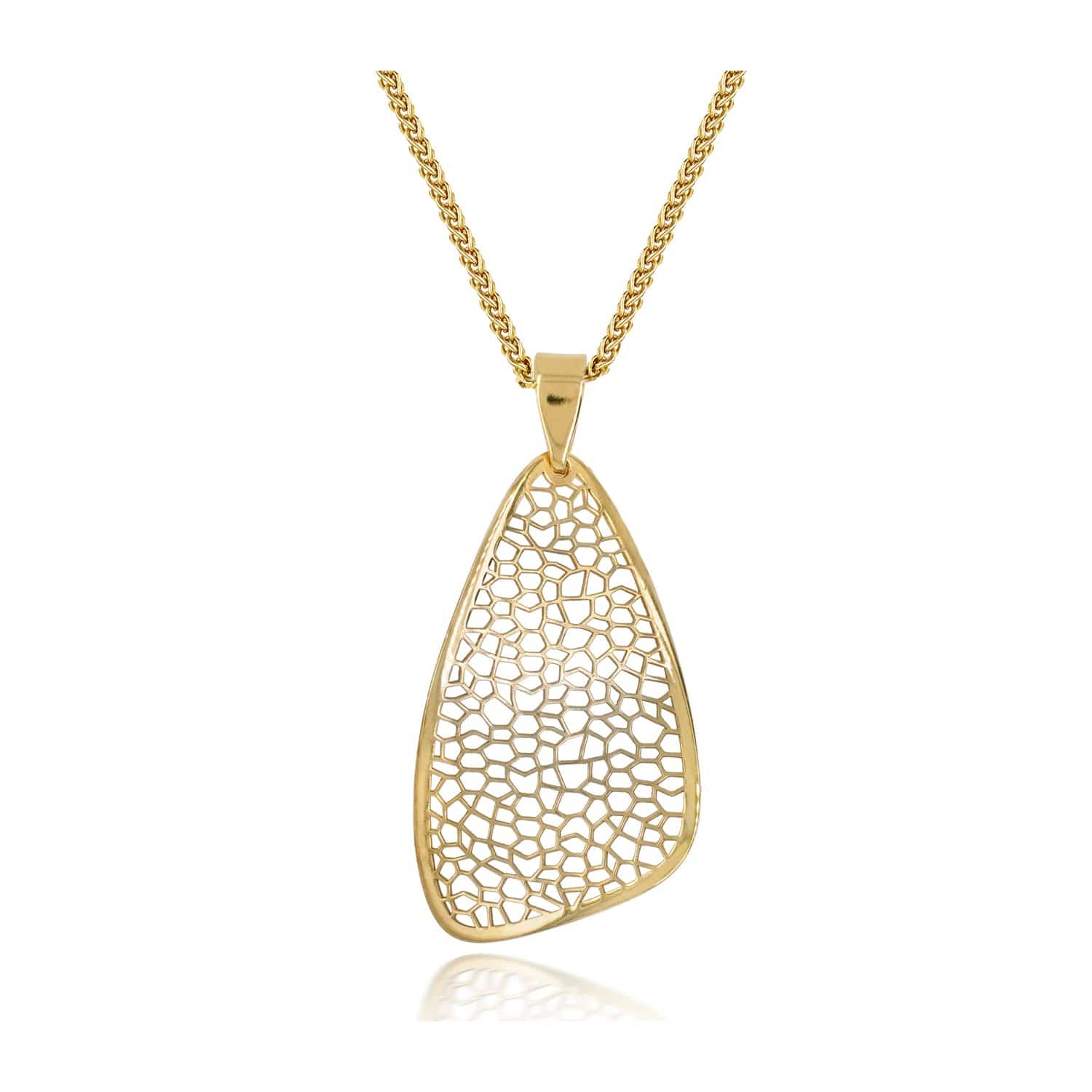 Lynora Silver Necklace 18" adj / Gold Plated Tamburato Pendant Yellow Gold Plate