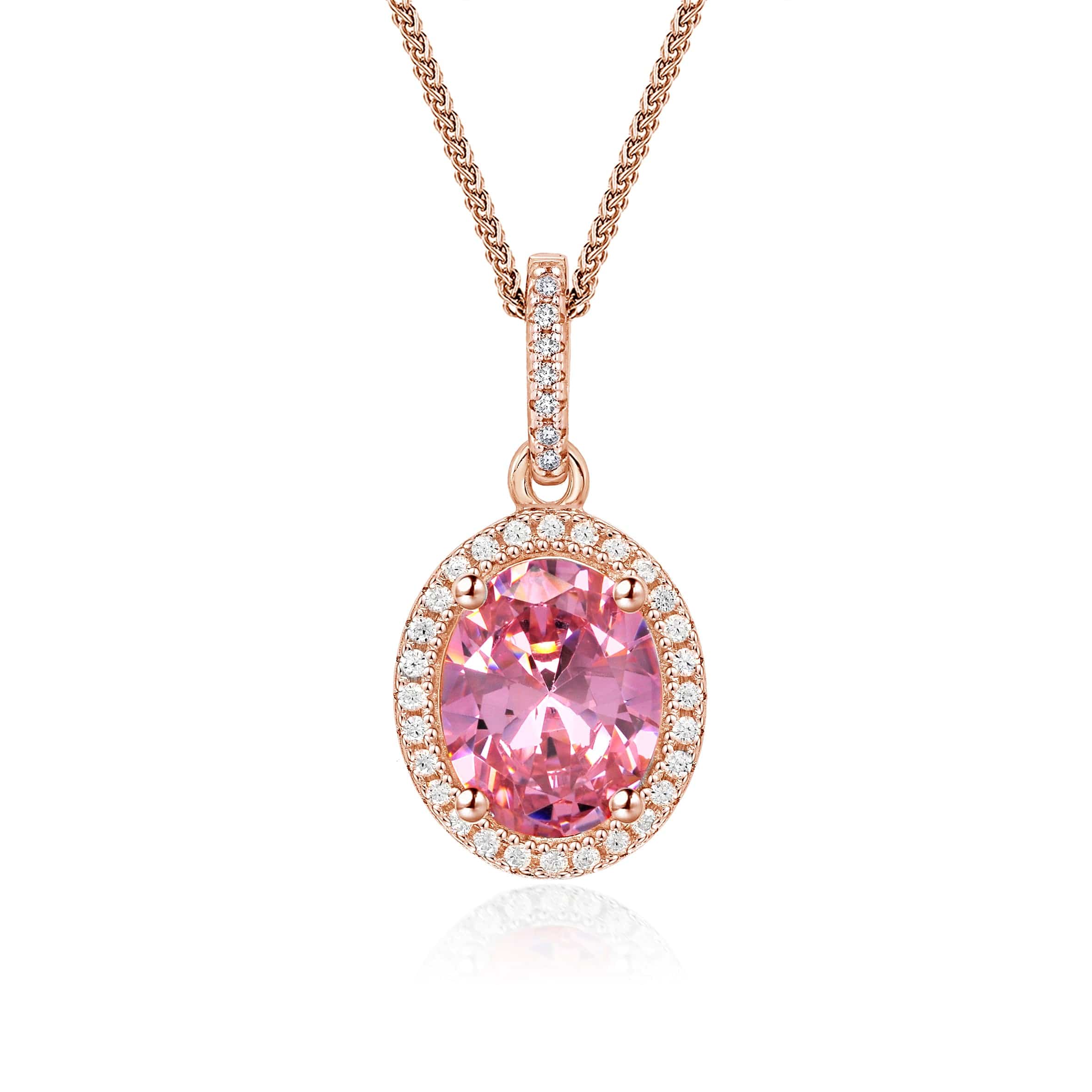 Lynora Silver Necklace Opulence Pink Tourmaline Pave Pendant Rose Gold Plated 18" adj / Rose Gold Plated / Pink Tourmaline Opulence Pink Tourmaline Pave Pendant Rose Gold Plated