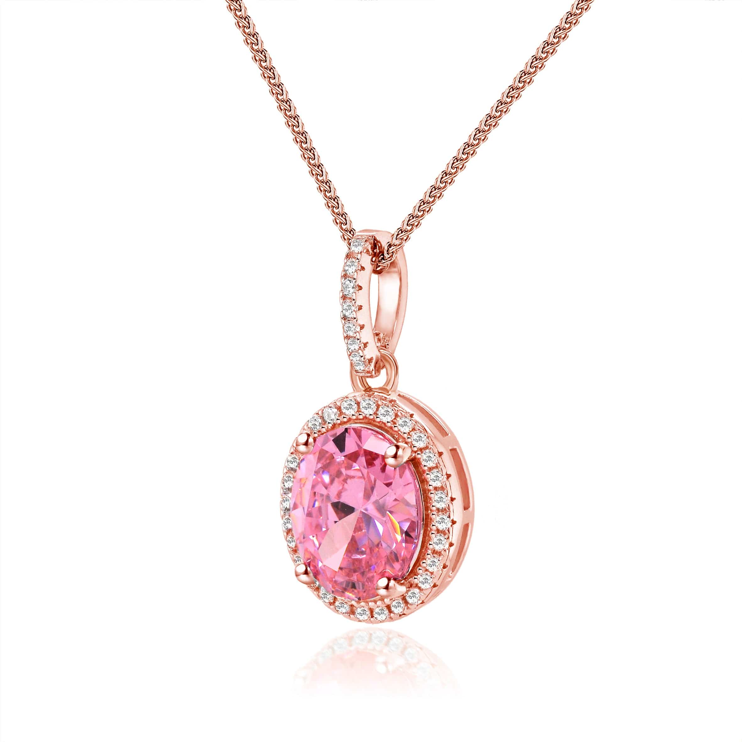 Lynora Silver Necklace Opulence Pink Tourmaline Pave Pendant Rose Gold Plated 18" adj / Rose Gold Plated / Pink Tourmaline Opulence Pink Tourmaline Pave Pendant Rose Gold Plated