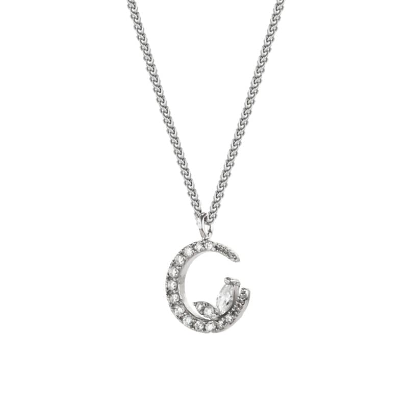 Lynora Silver Necklace Luna Necklace Sterling Silver 18" adj / Sterling Silver / Clear Luna Necklace Sterling Silver