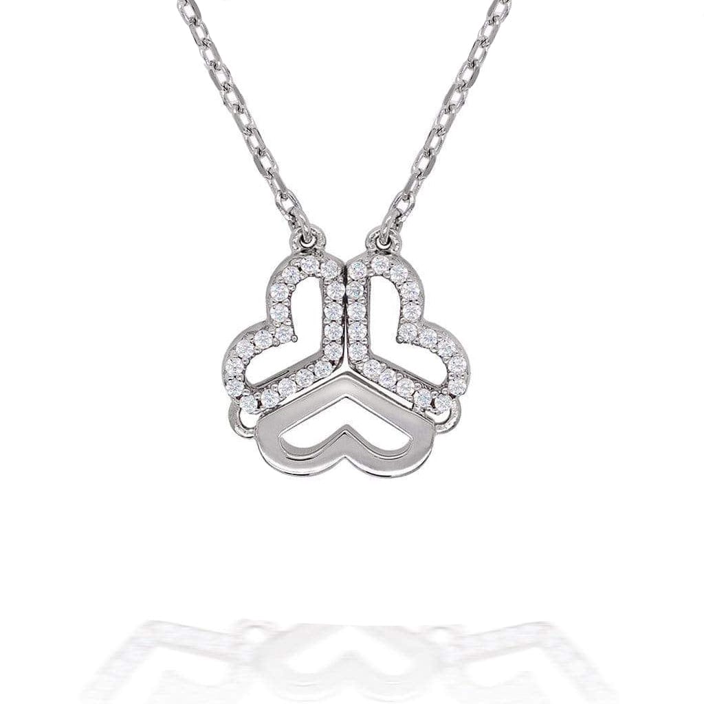 Lynora Silver Necklace 18" / Sterling Silver / Clear Open & Close Heart Pendant Sterling Silver