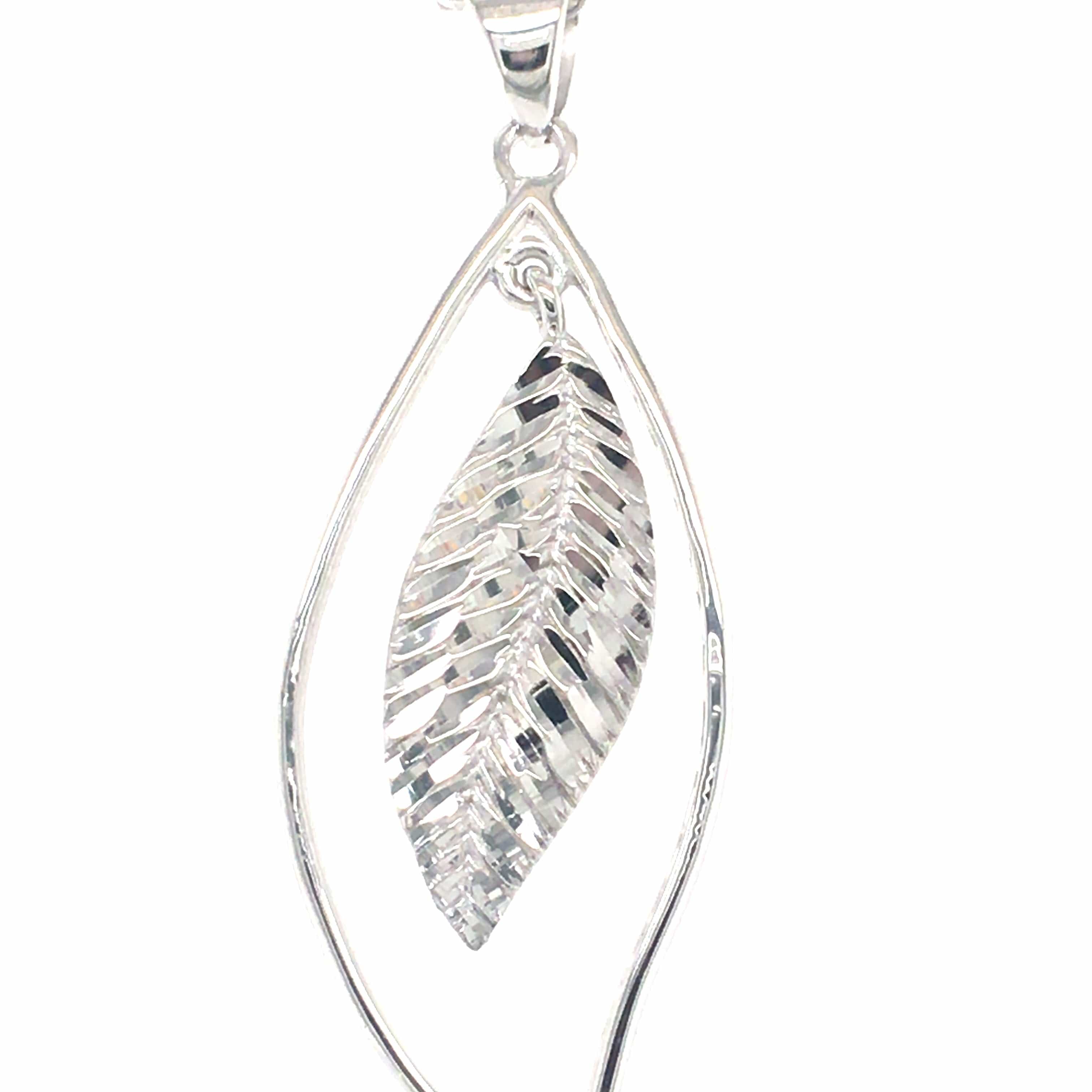 Lynora Silver Necklace Sterling Silver / Clear Lynora Sterling Silver Open Leaf Pendant Necklace