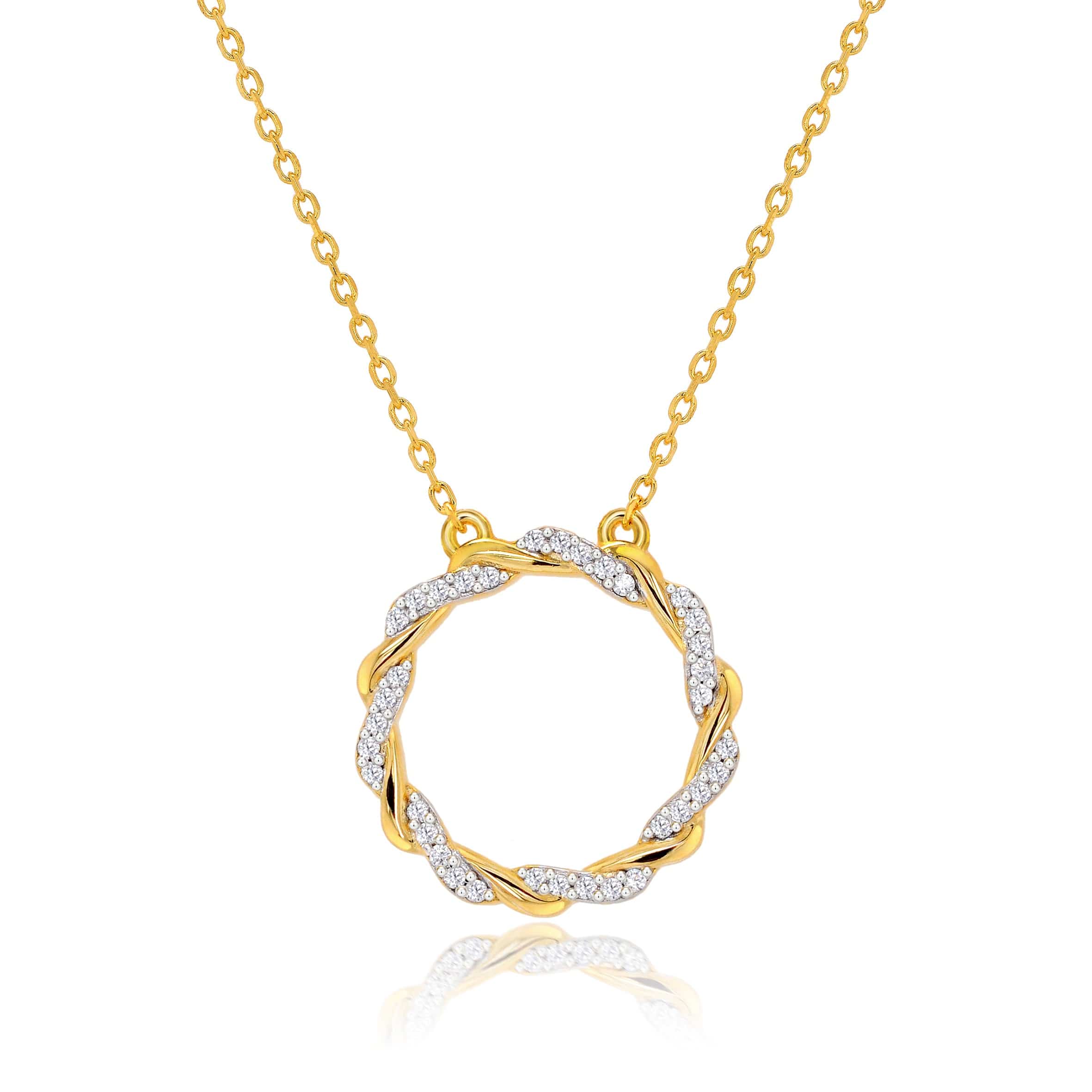 Lynora Silver Pendant Diamond Twist Circle Pendant