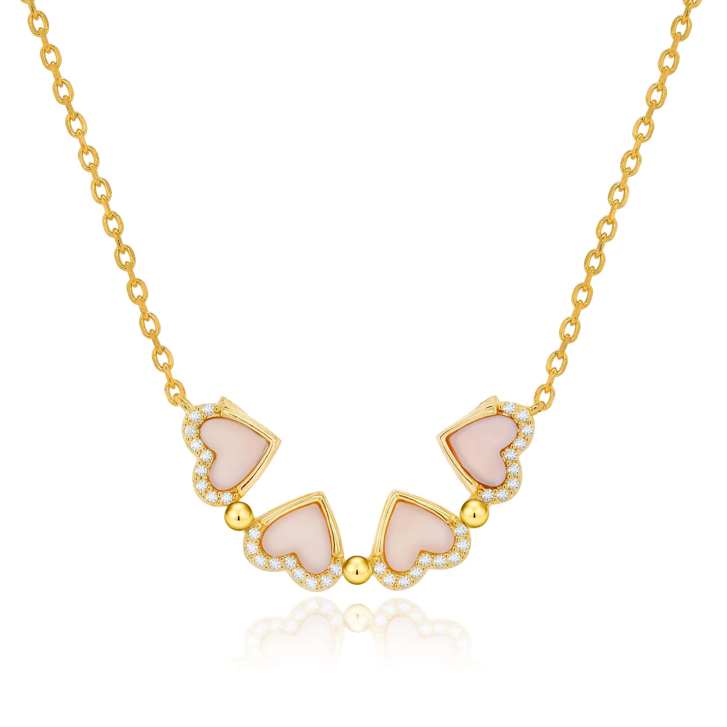 Lynora Silver Pendant Gold Plated / Pearl Four-Heart Clover Pendant