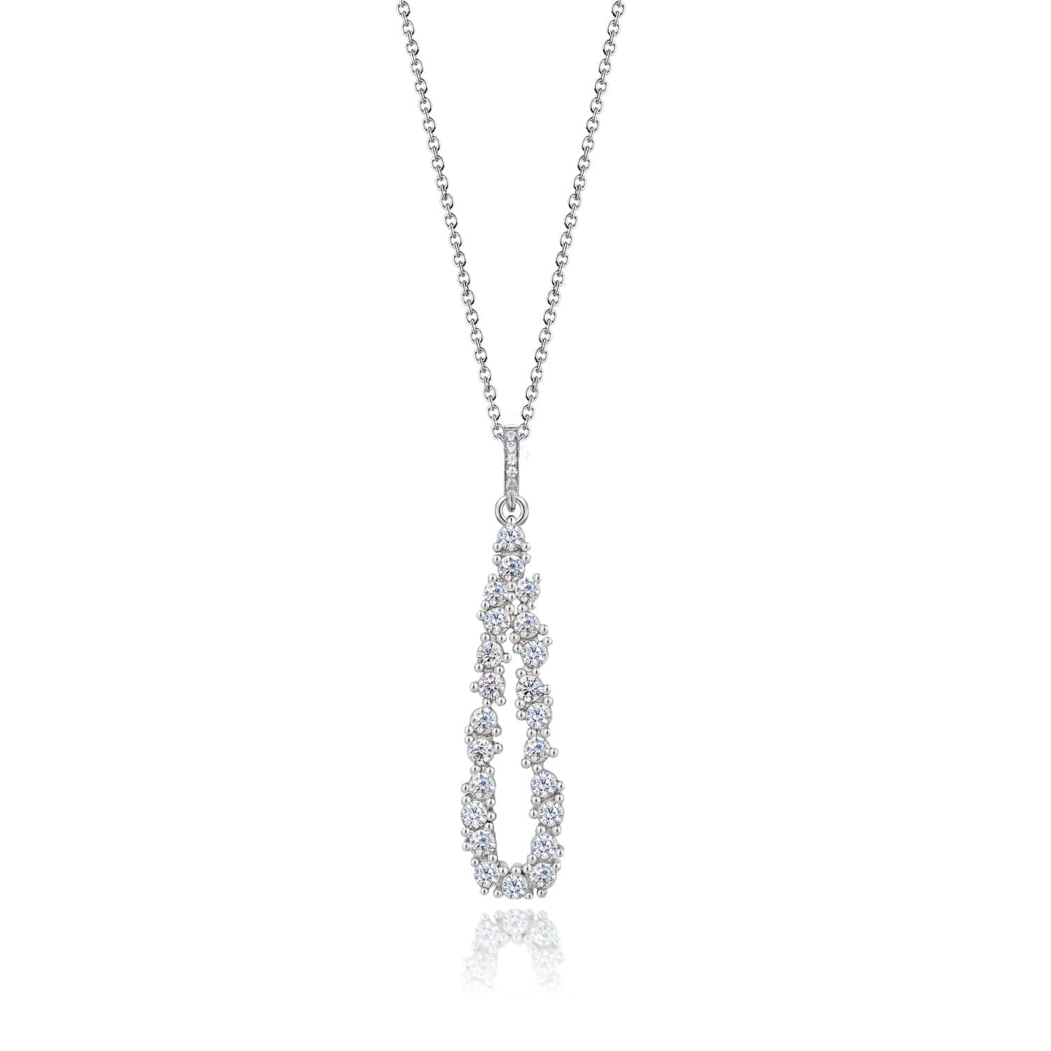 Lynora Silver Earring Sterling Silver / Clear Pear Drop Studded Pendant