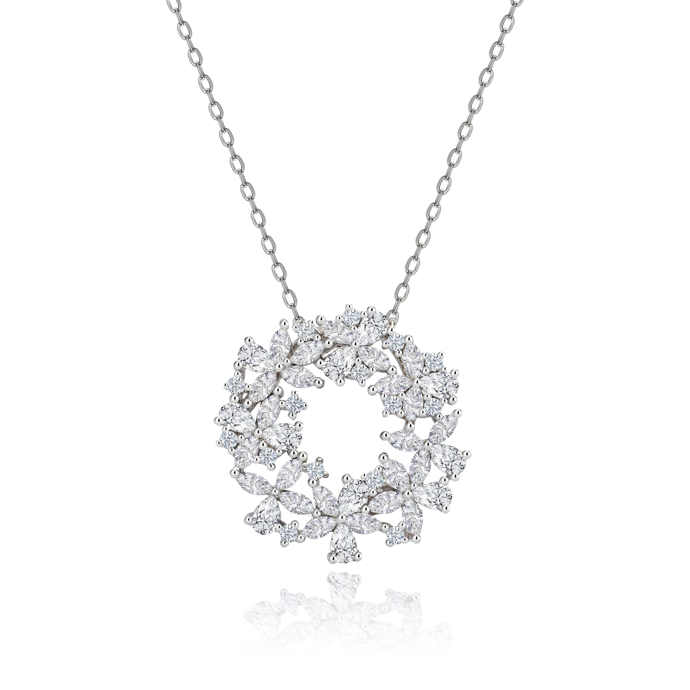 Lynora Silver Pendant Sterling Silver / Clear Wildflower Cluster Pendant