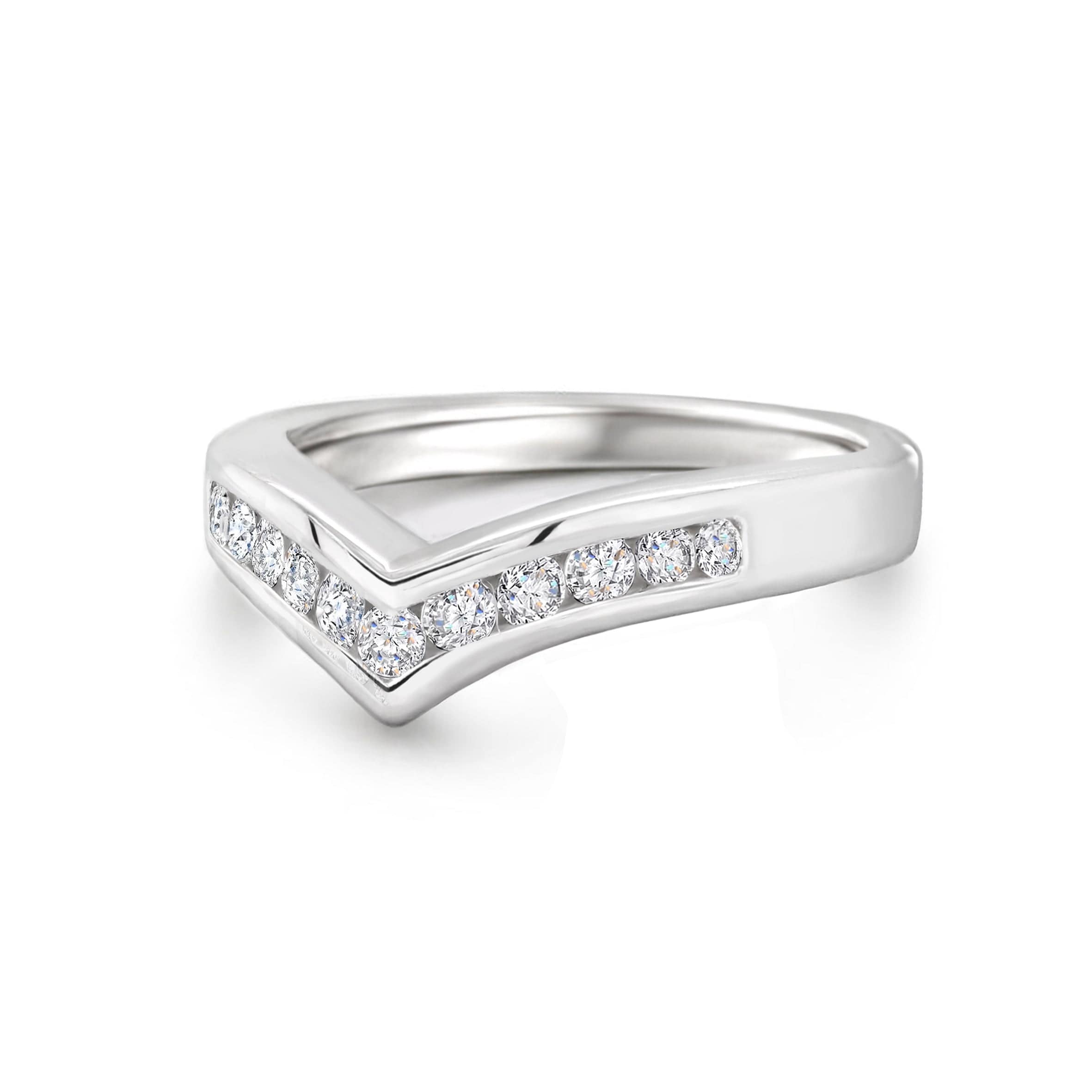 Lynora Silver Ring Lynora Sterling Silver Channel Set Studded Wishbone Ring