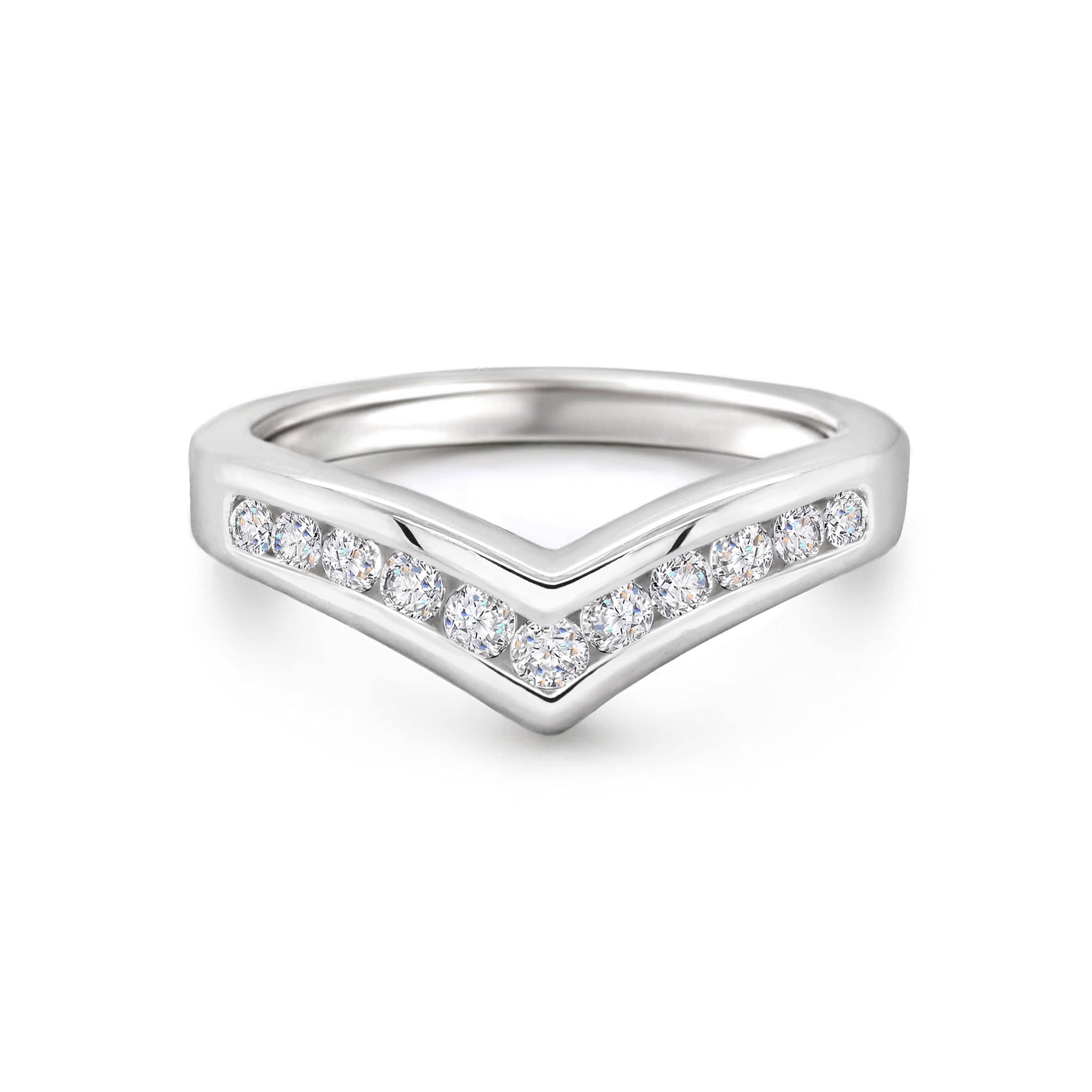 Lynora Silver Ring Lynora Sterling Silver Channel Set Studded Wishbone Ring