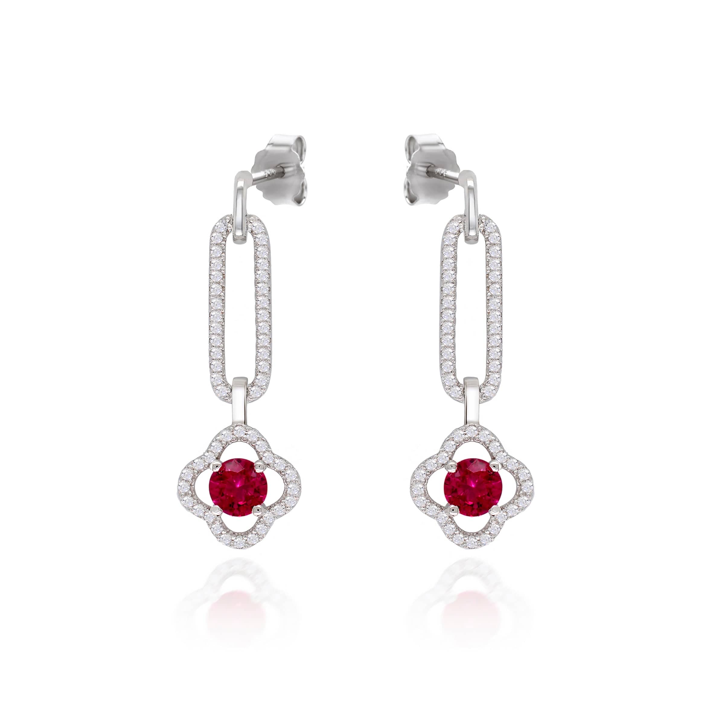 Lynora 2022 Earring Vintage Clover Ruby Earring Sterling Silver