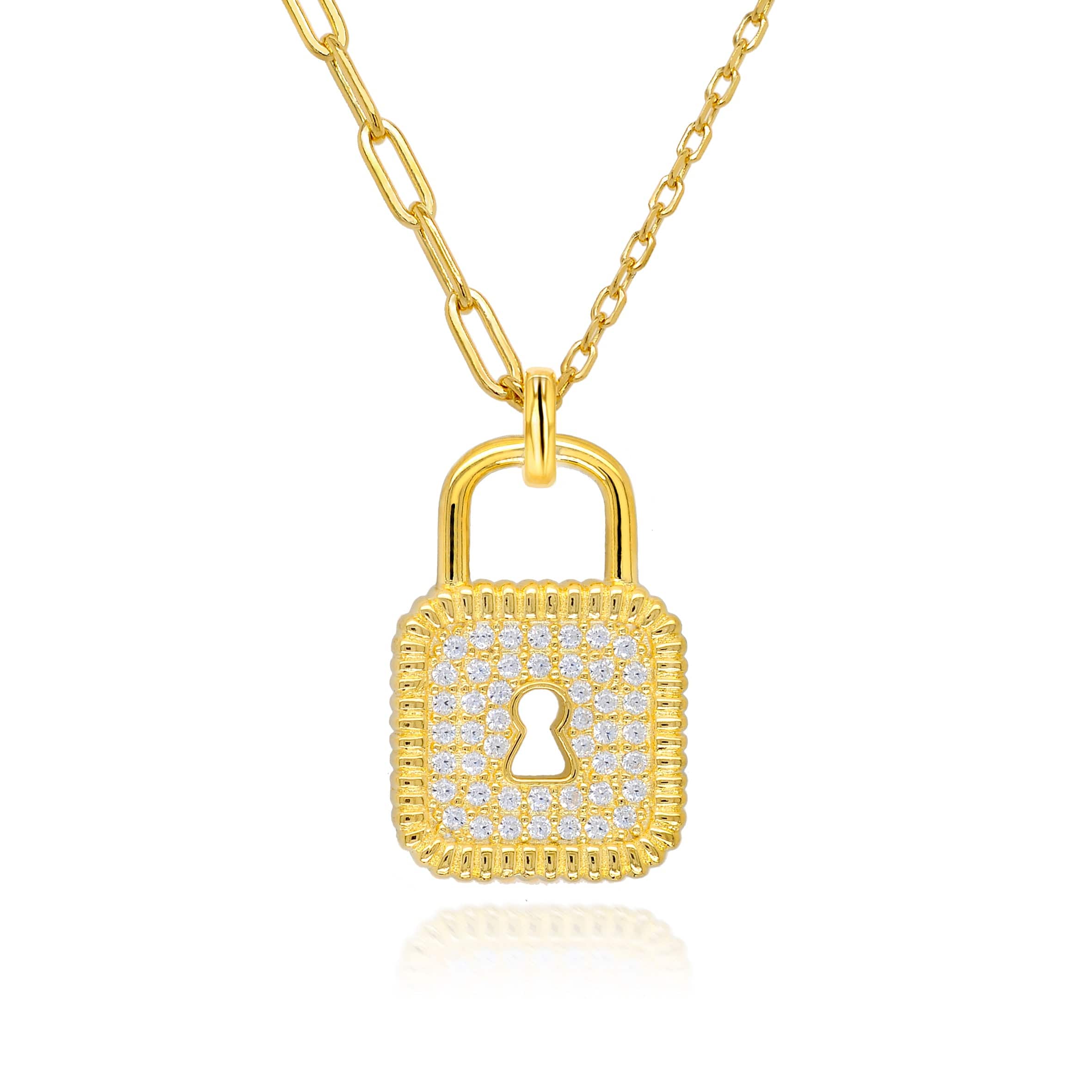 Lynora 2022 Necklace Padlock Diamond Studded Necklace