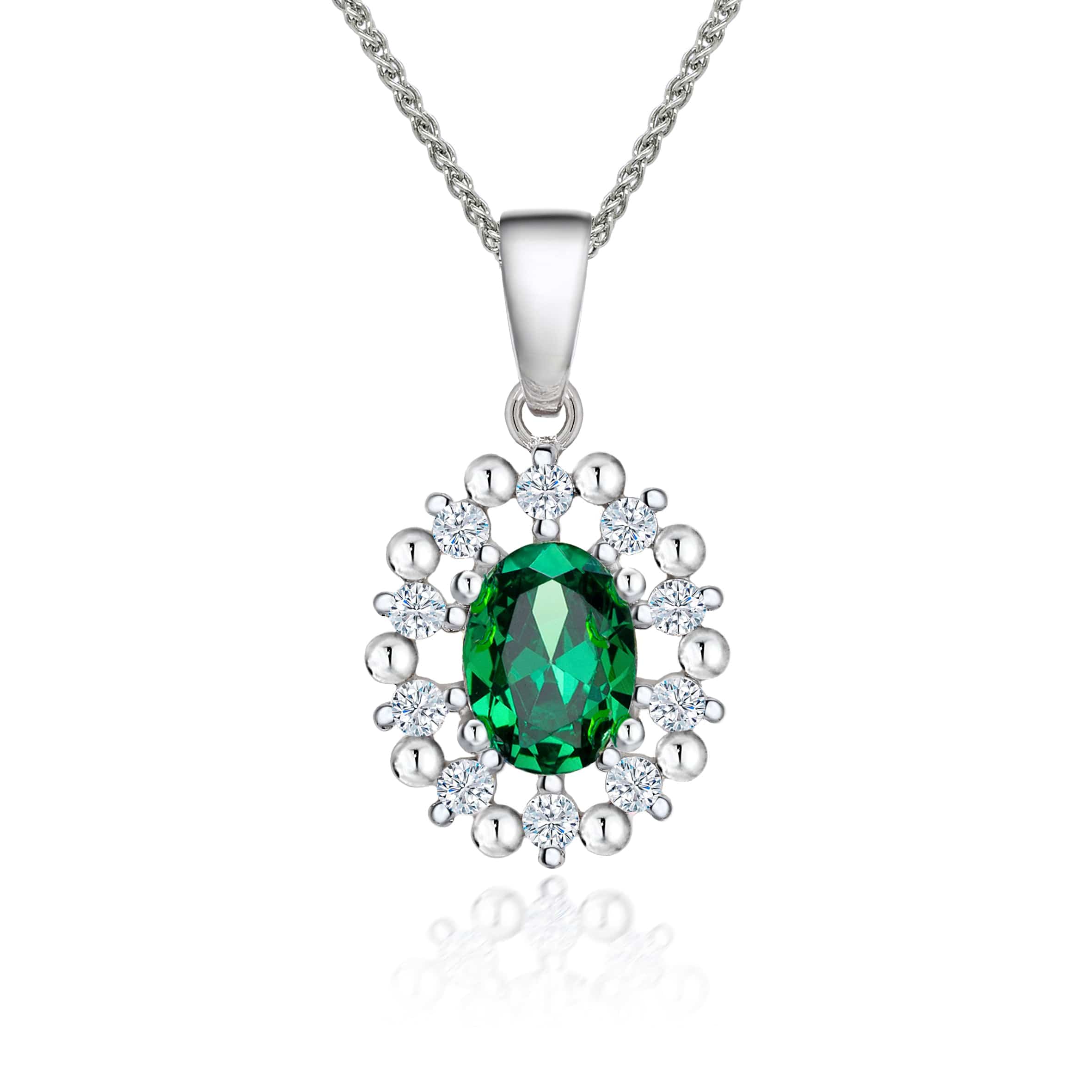 Lynora 2022 Pendant Opulence Emerald Luster Oval Cut Halo Pendant
