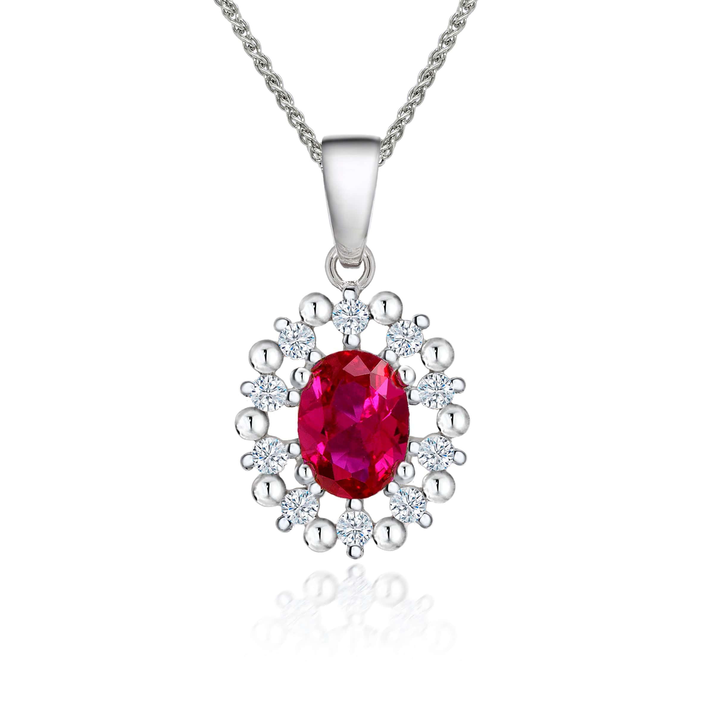 Lynora 2022 Pendant Opulence Ruby Flare Oval Cut Halo Pendant