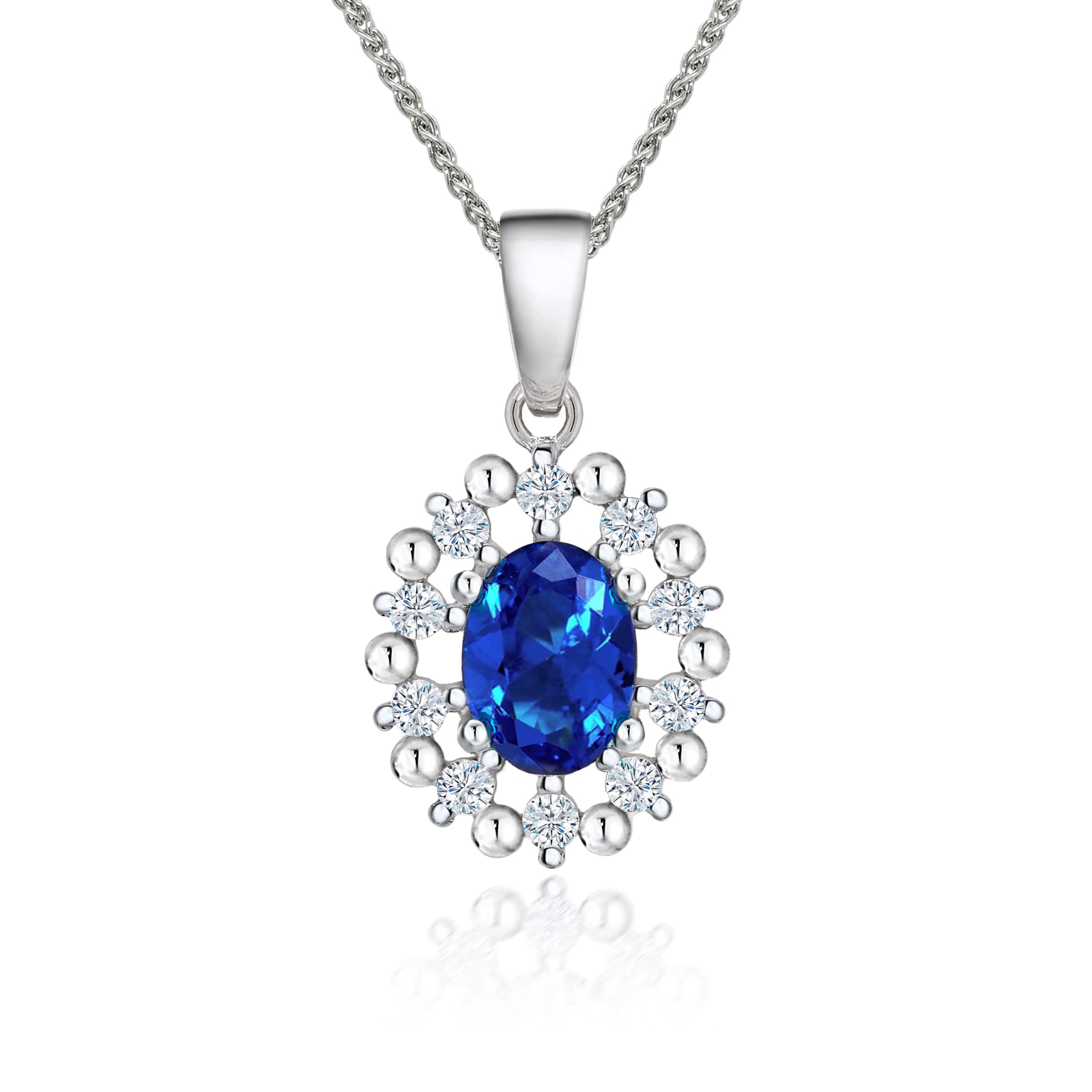 Lynora 2022 Pendant Opulence Sapphire Radiance Oval Cut Halo Pendant
