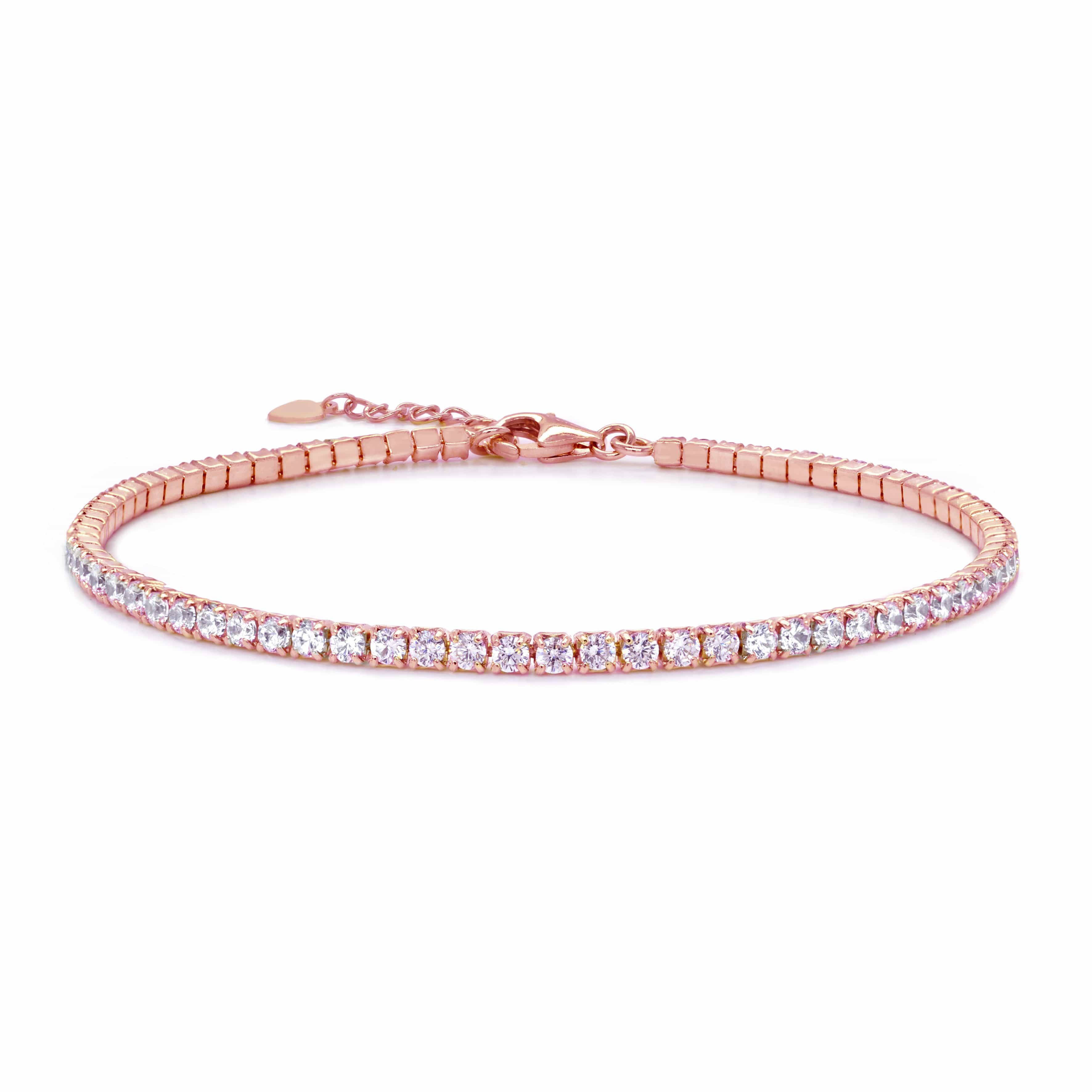 Lynora Jewellery Bracelet 7.5" / Rose Gold Plate / Clear Tennis Bracelet Rose Gold Plate