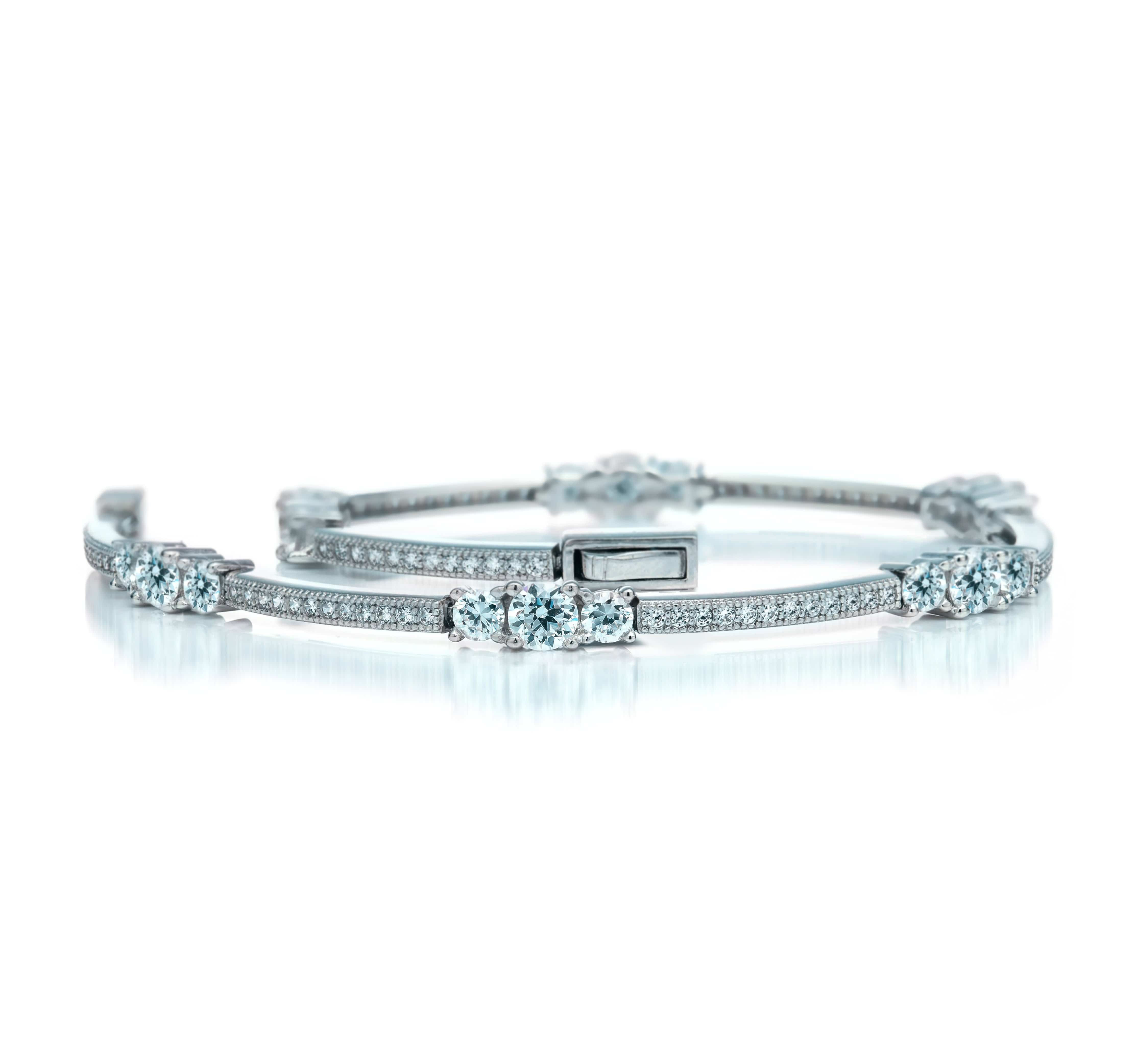 Lynora Jewellery Bracelet 7.5" / Sterling Silver / Clear Fantasia Three Stone Bracelet Sterling Silver