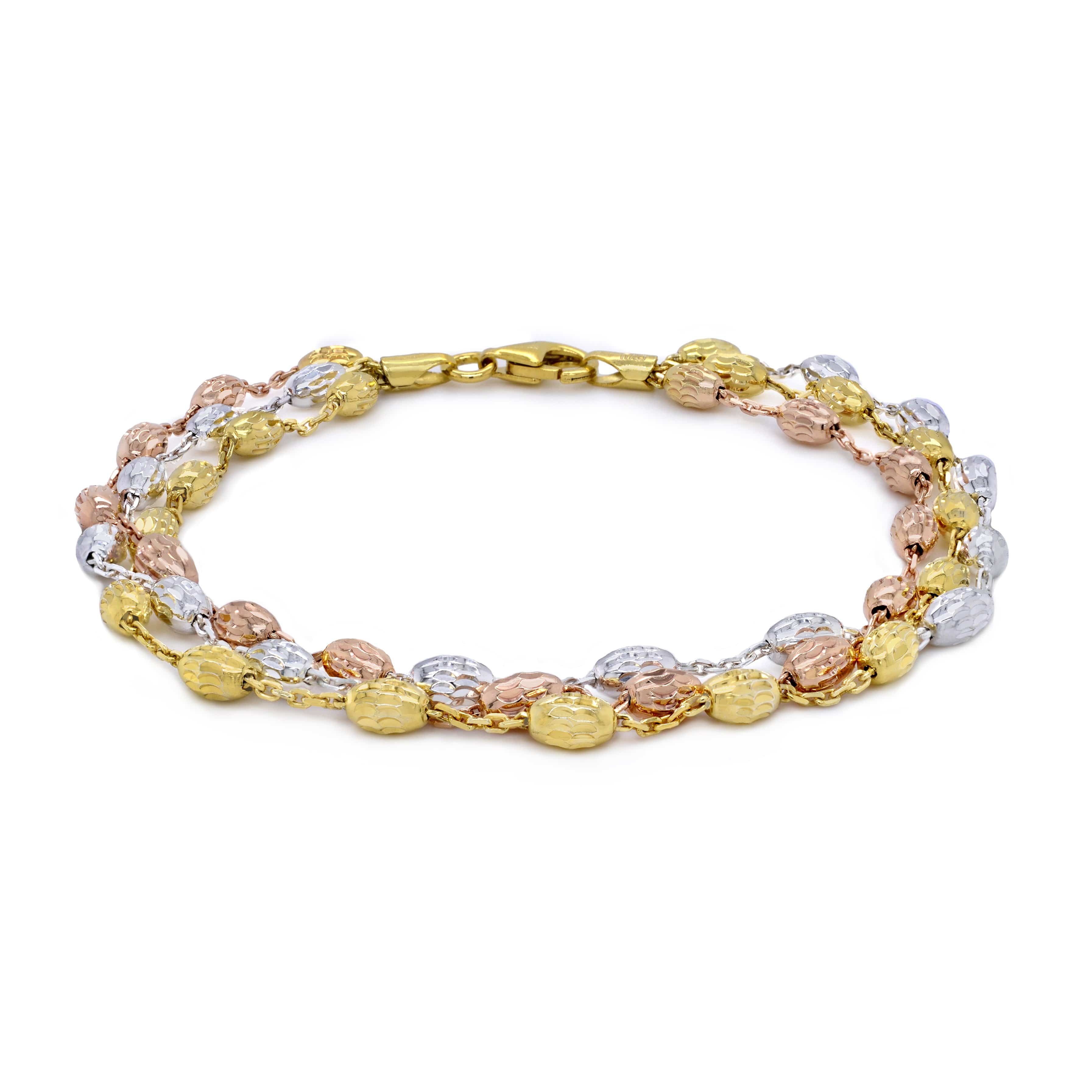 Lynora Jewellery Bracelet 7.5" / Sterling Silver Geobeads Triple Bracelet Sterling Silver