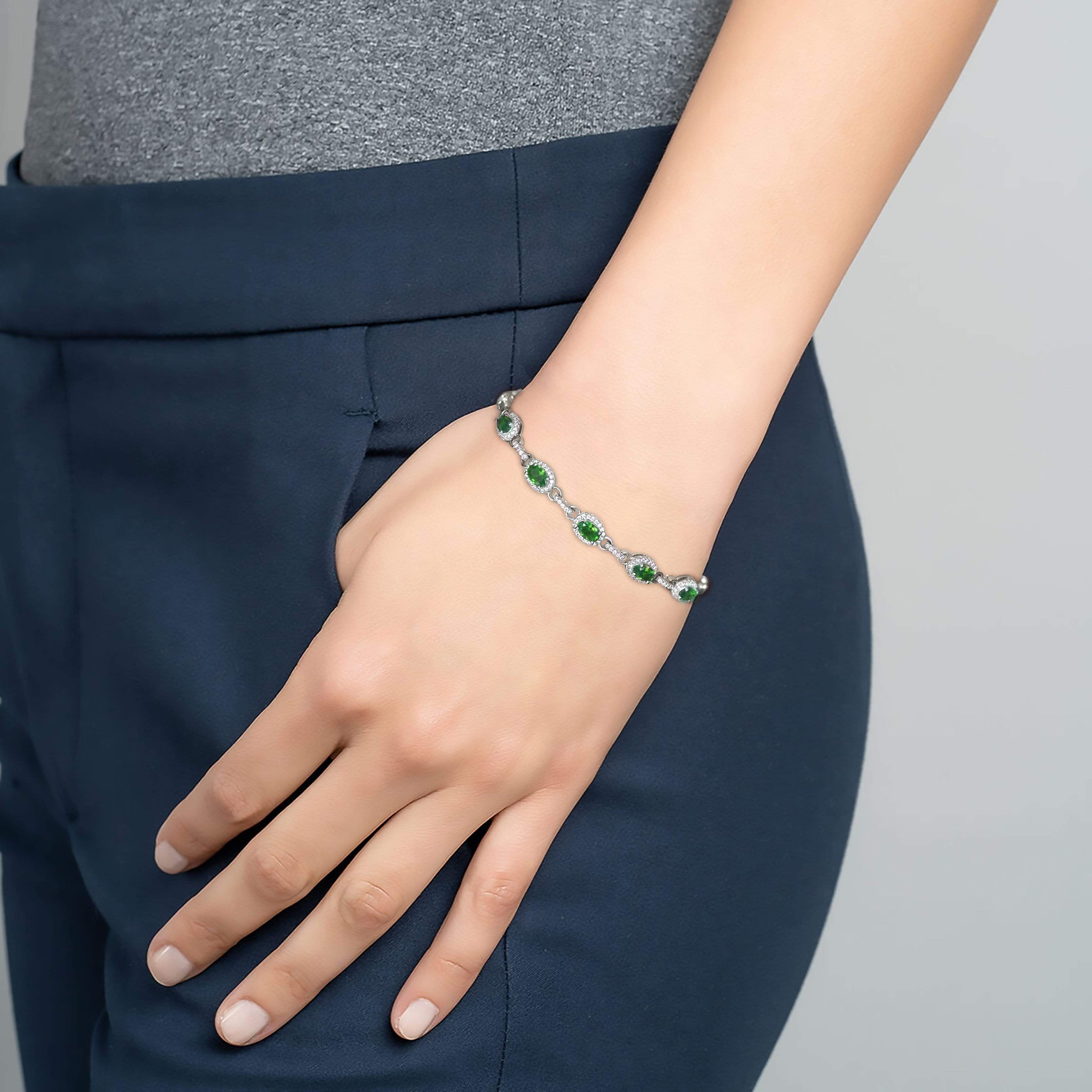 Lynora Jewellery Bracelet 7" / Sterling Silver / Clear Opulence Bracelet Sterling Silver & Emerald Stone