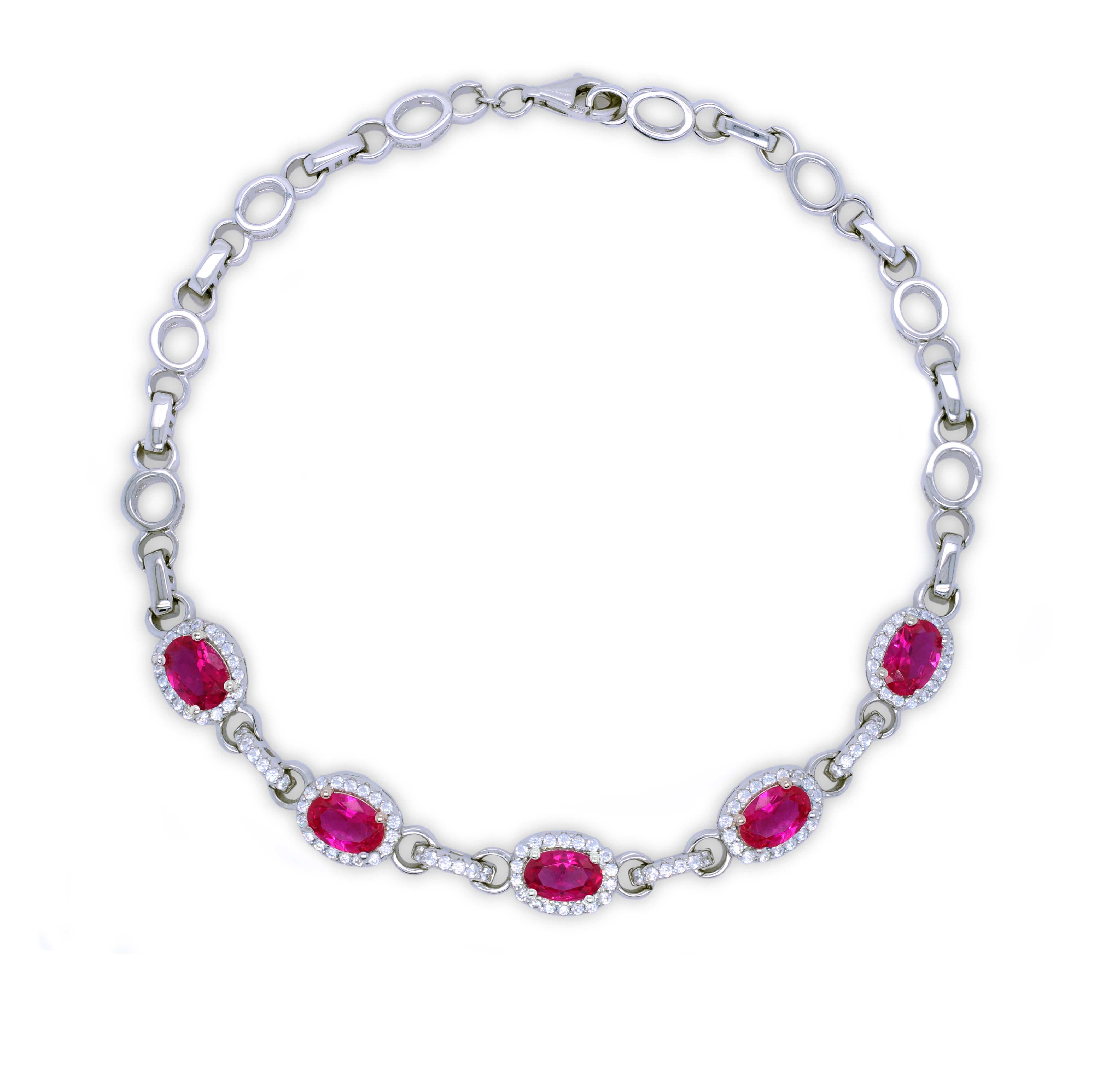 Lynora Jewellery Bracelet 7" / Sterling Silver / Clear Opulence Bracelet Sterling Silver & Ruby Stone