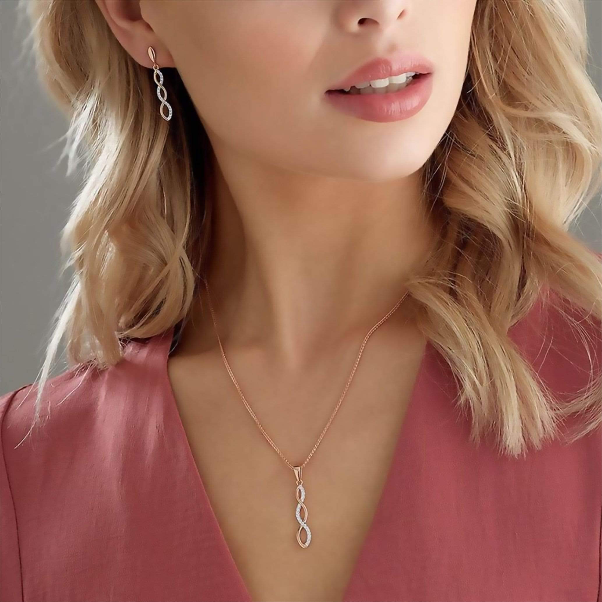 Lynora Jewellery Earring 18" / Rose Gold Plate / Clear Elica Earrings Rose Gold Plate