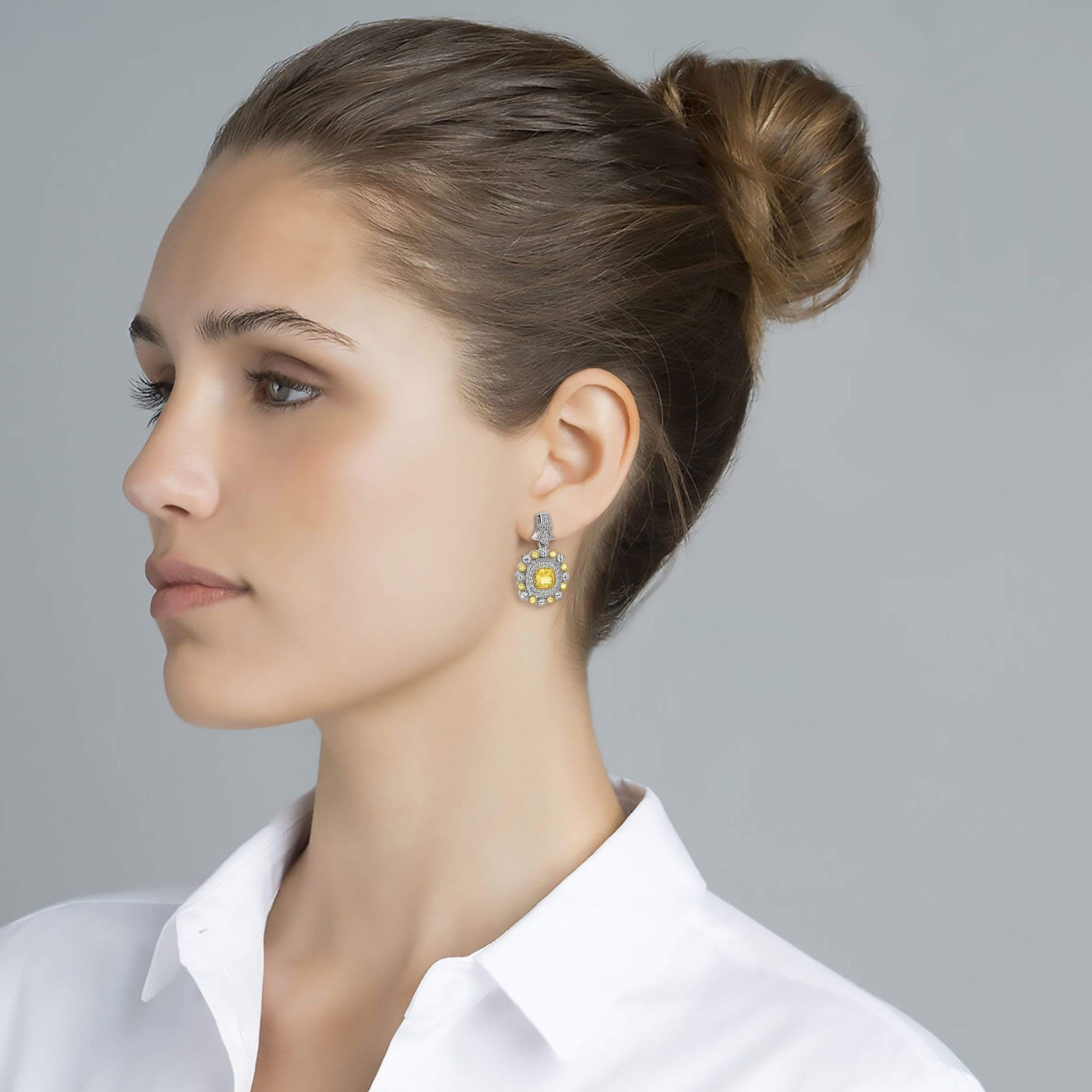 Lynora Jewellery Earring Citrine / Sterling Silver Giallo Cushion Earrings Sterling Silver