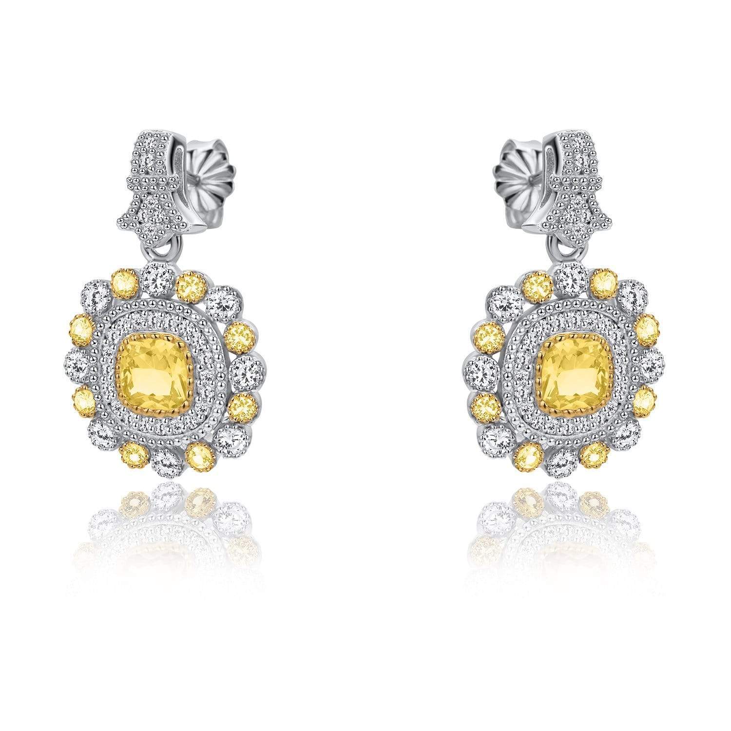 Lynora Jewellery Earring Citrine / Sterling Silver Giallo Cushion Earrings Sterling Silver