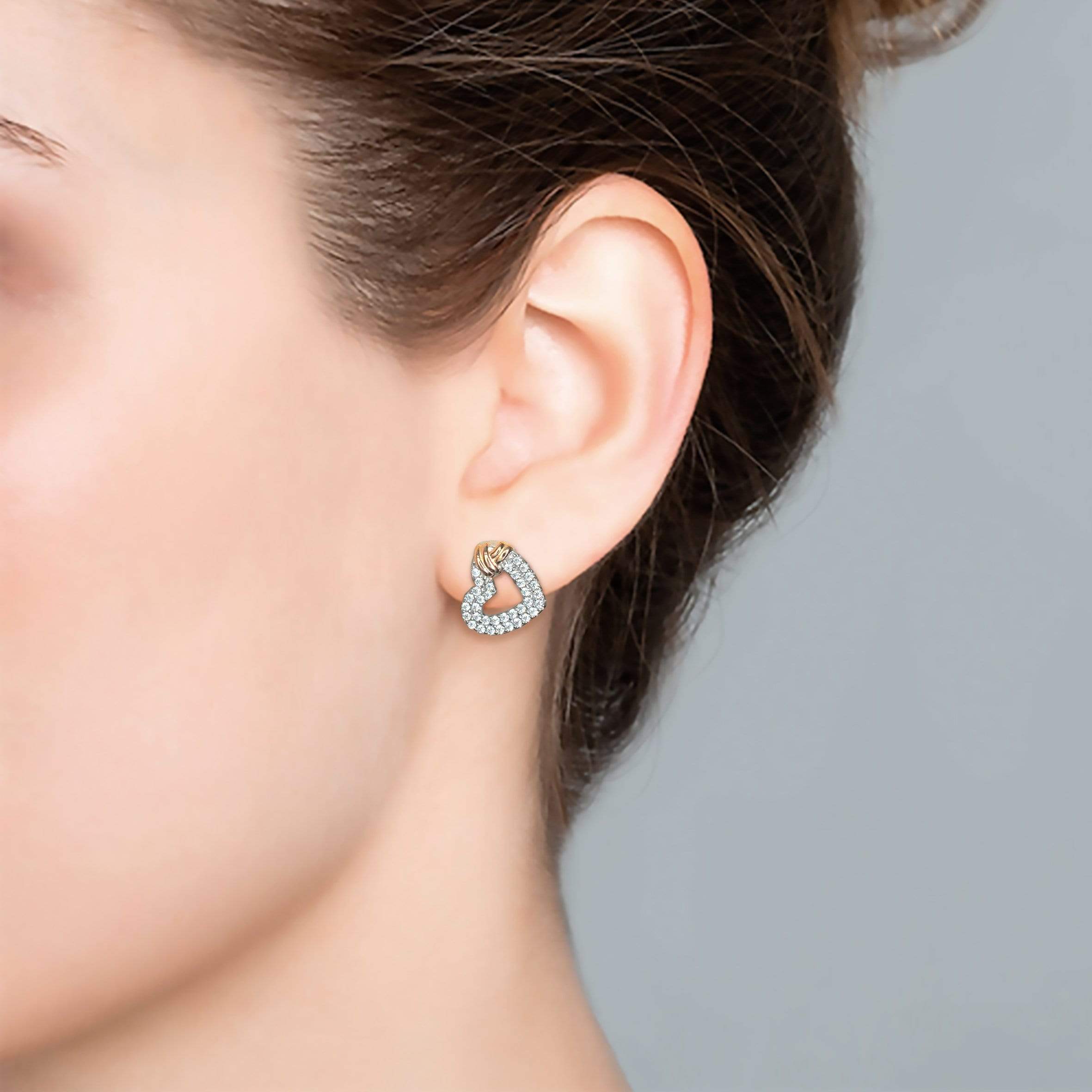 Lynora Jewellery Earring Rose Gold Plate Rose Gold Detail Heart Earrings Rose Gold Plate