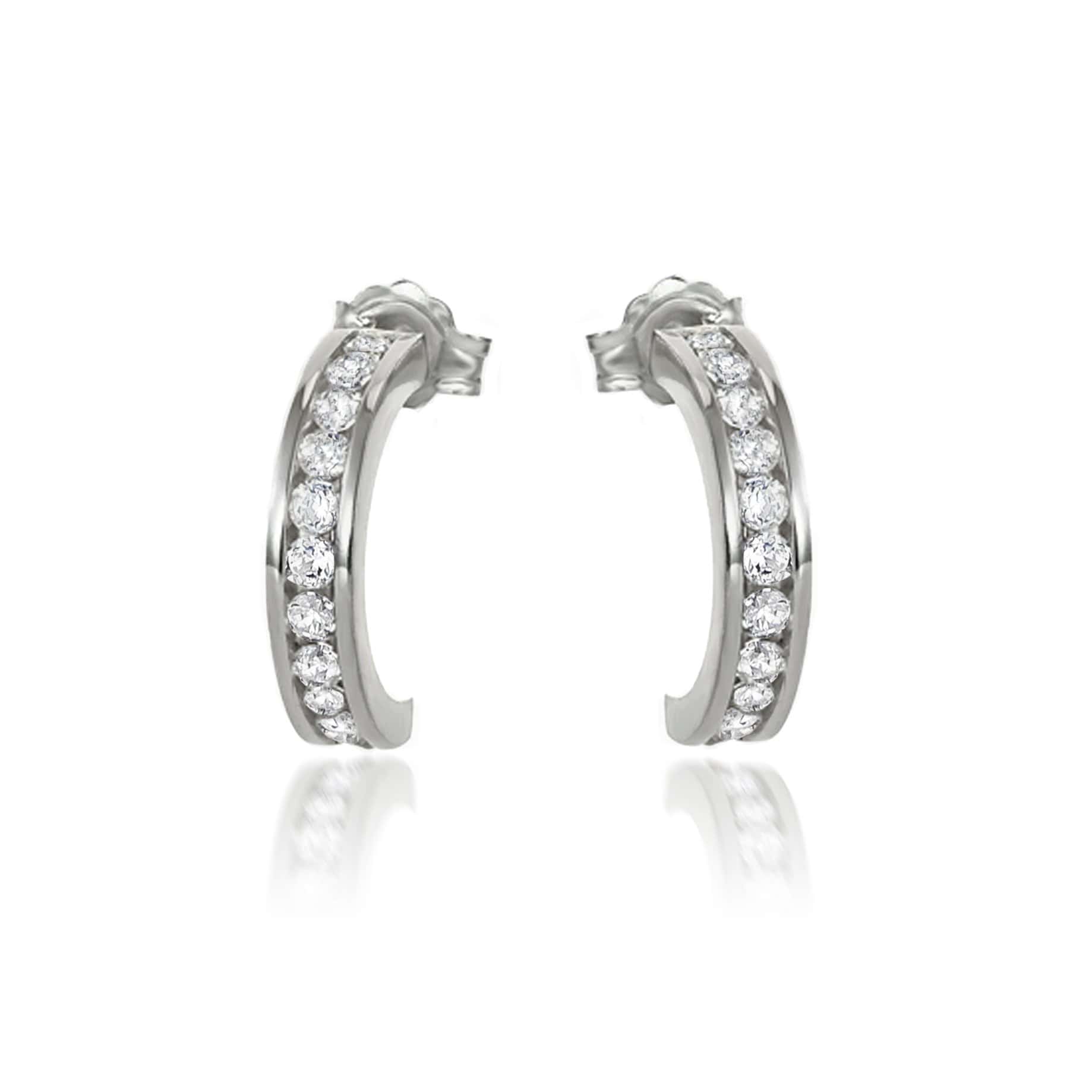 Lynora Jewellery Earring Sterling Silver Channel Pave Earrings Sterling Silver