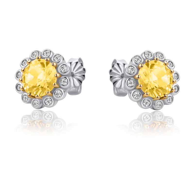 Lynora Jewellery Earring Sterling Silver / Citrine Giallo Round Earrings Sterling Silver