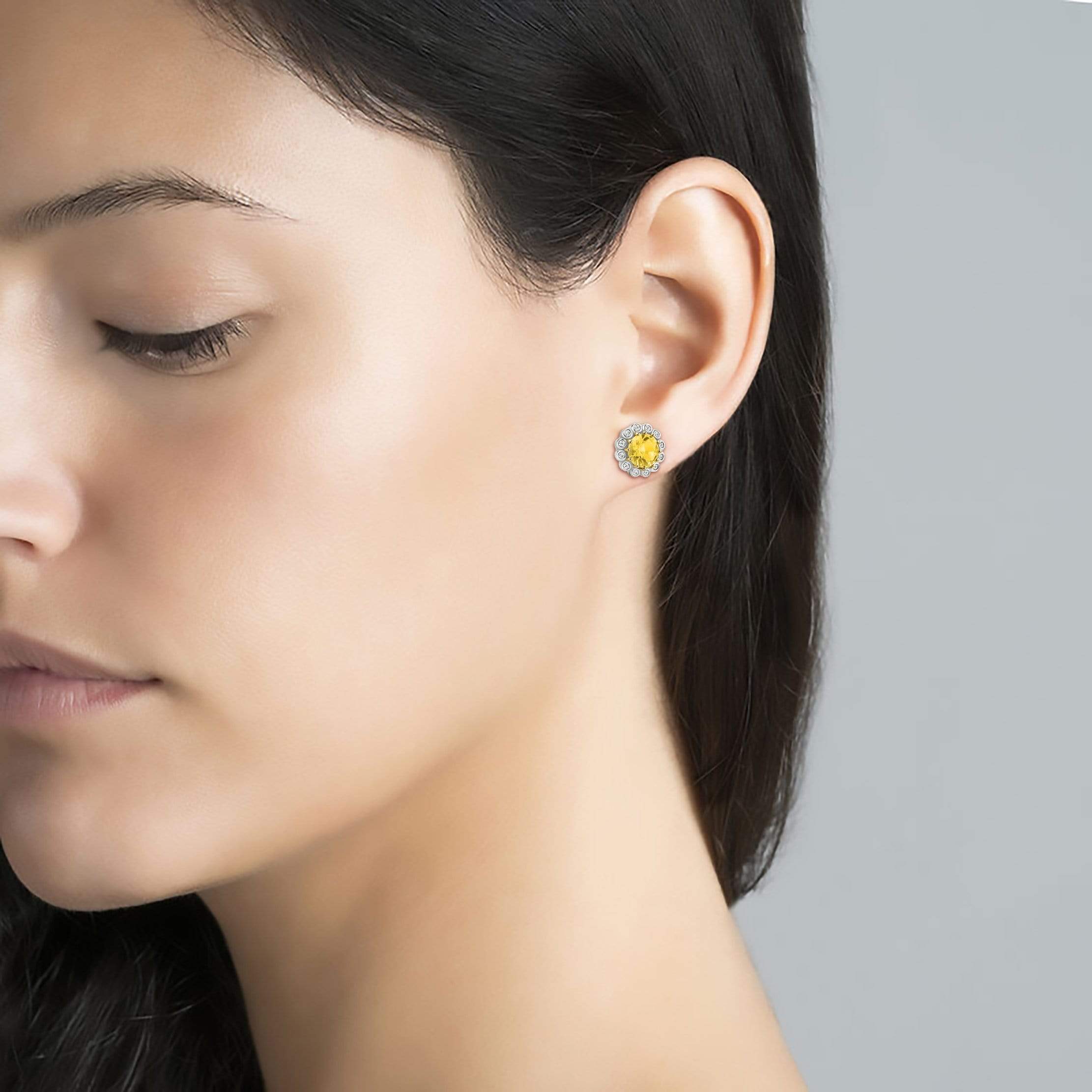 Lynora Jewellery Earring Sterling Silver / Citrine Giallo Round Earrings Sterling Silver