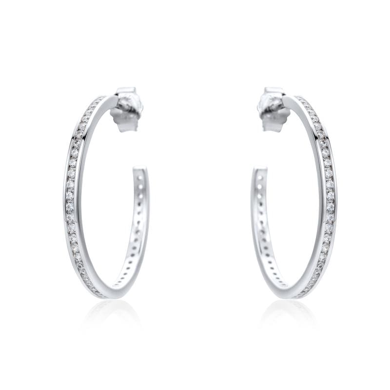 Lynora Jewellery Earring Sterling Silver / Clear Channel Pave Hoop Earring Sterling Silver