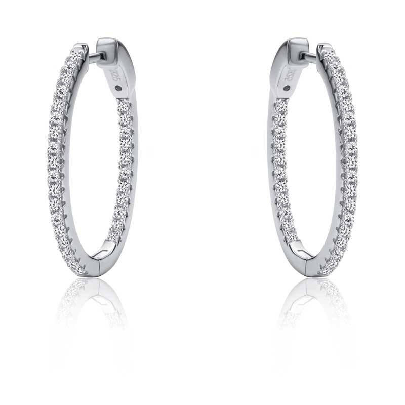 Lynora Jewellery Earring Sterling Silver Click Mirror Creole Sterling Silver