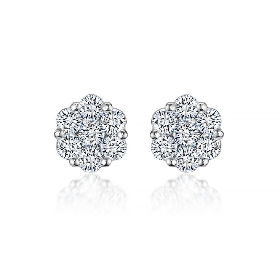 Lynora Jewellery Earring Sterling Silver Flower Cluster Earrings Sterling Silver