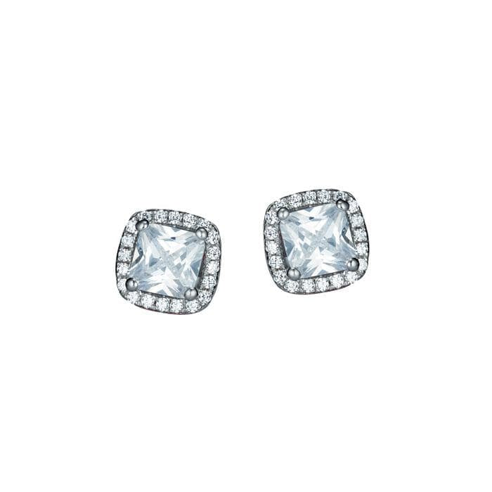 LynoraJewellery Earring Sterling Silver Luce Cushion Studs Sterling Silver