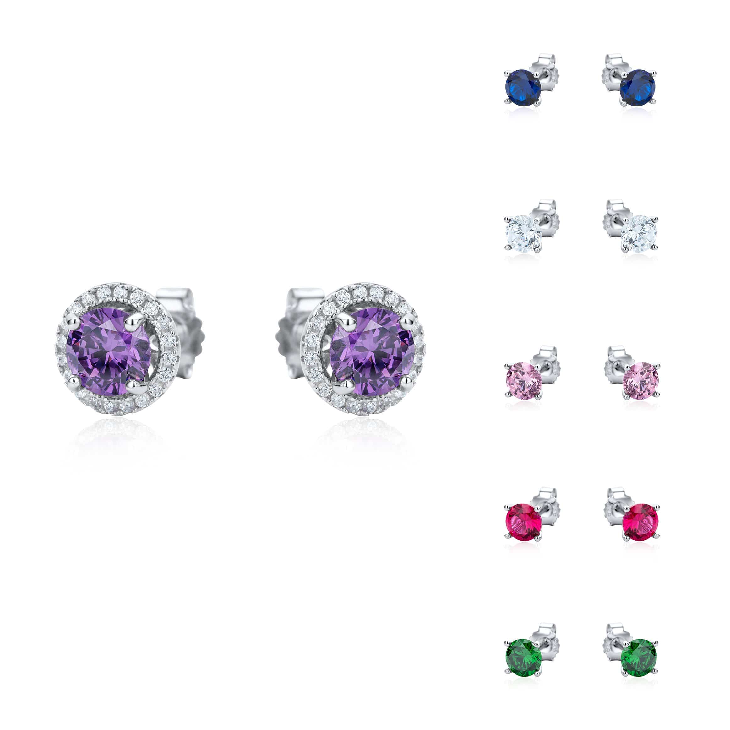 Lynora Jewellery Earring Sterling Silver Round Multicolour Stud Set Sterling Silver