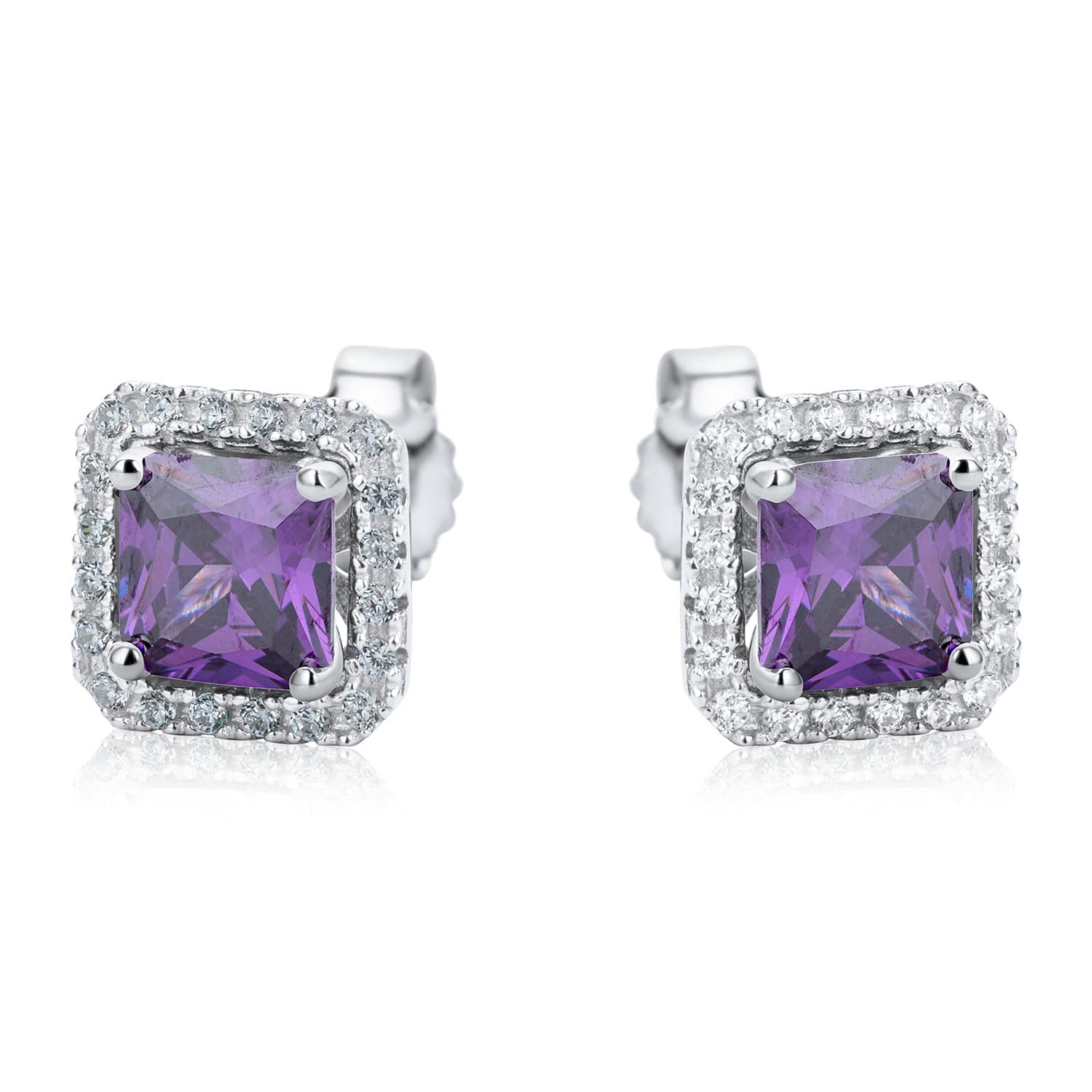 Lynora Jewellery Earring Sterling Silver Square Multicolour Stud Set Sterling Silver
