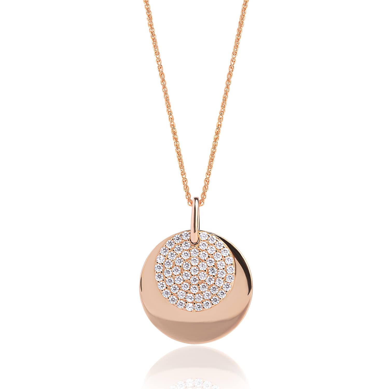 Lynora Jewellery Necklace 18" adj / Rose Gold Plate / Clear Eclipse Pendant Rose Gold Plate