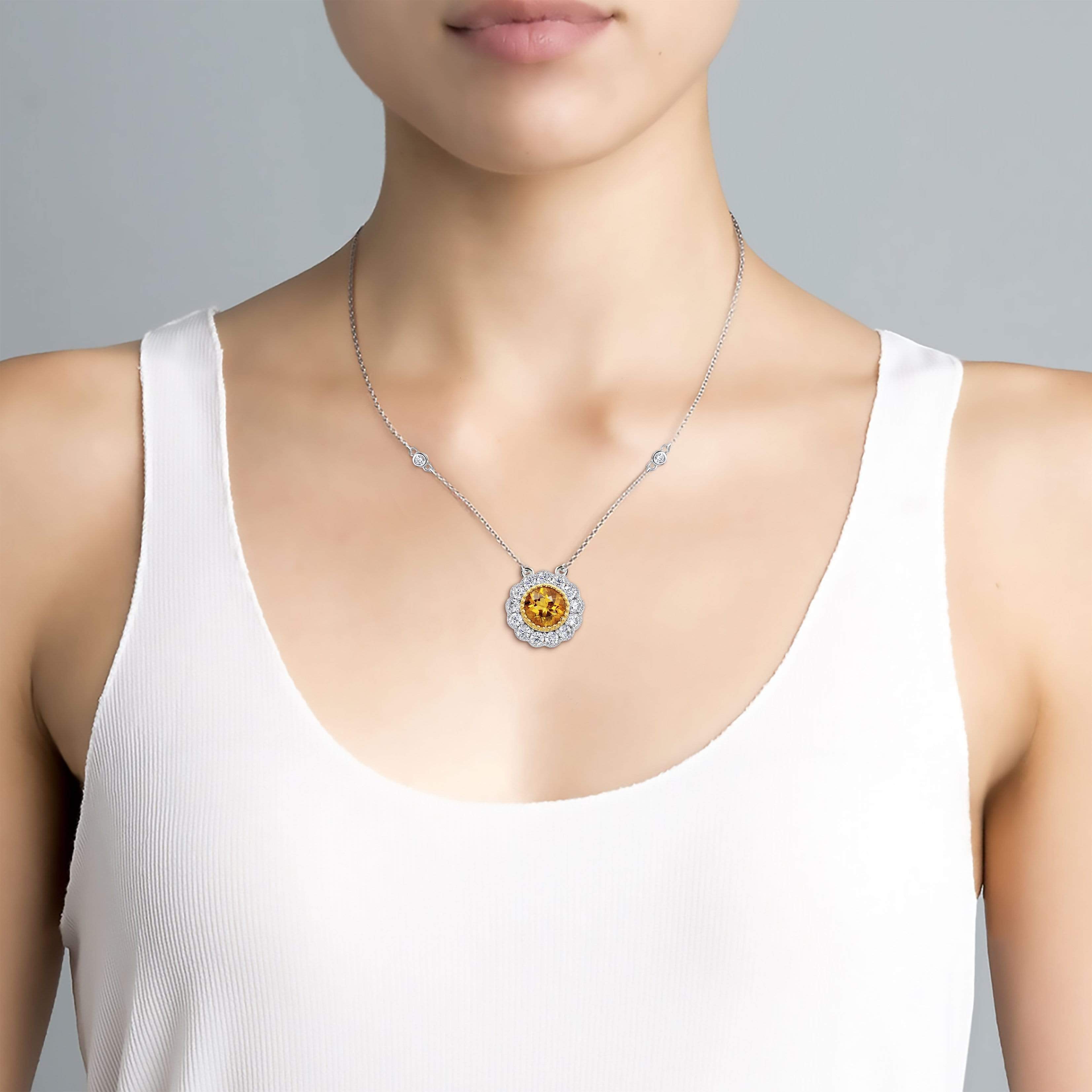 Lynora Jewellery Necklace 18" adj / Sterling Silver / Citrine Giallo Floral Necklace Sterling Silver