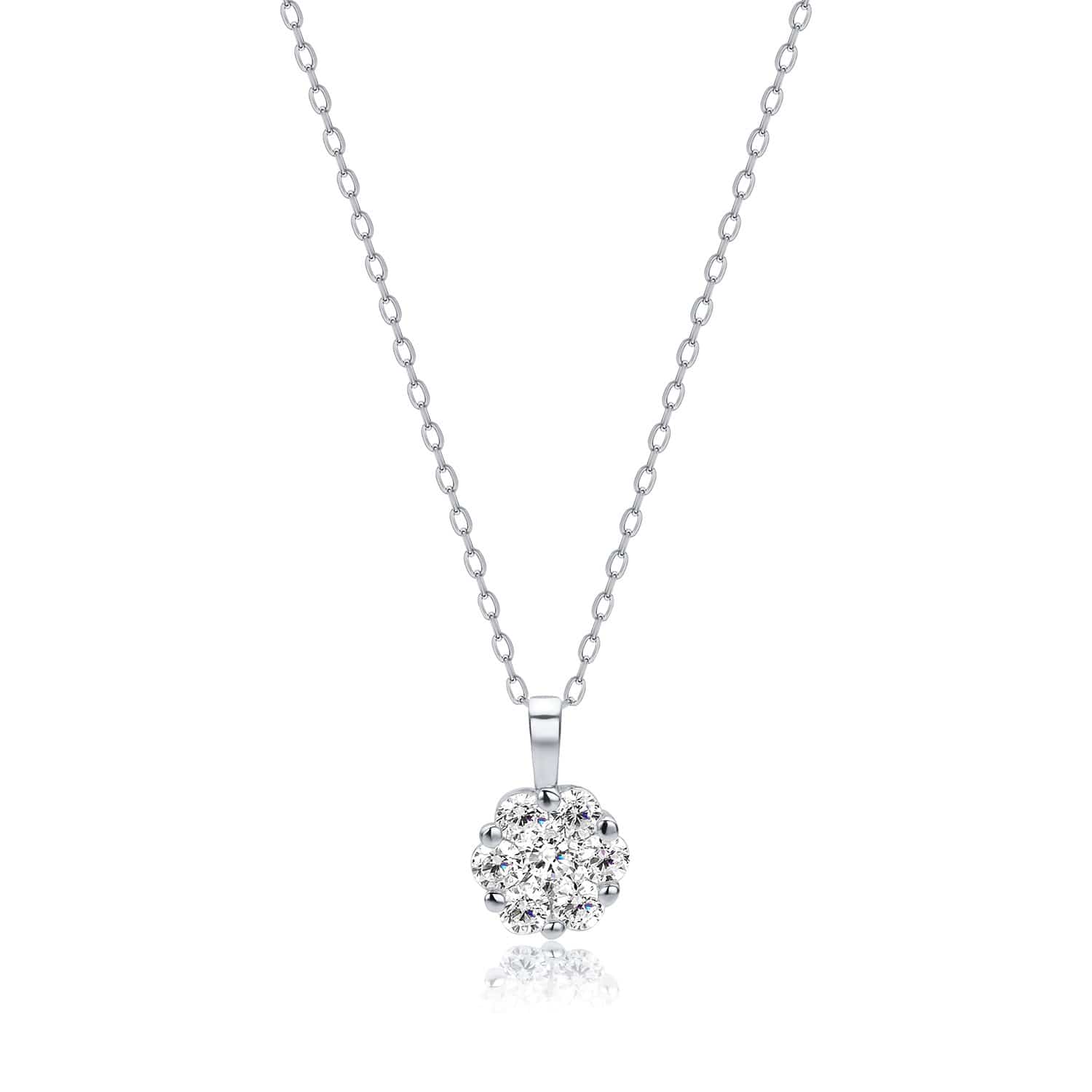Lynora Jewellery Necklace 18" adj / Sterling Silver / Clear Classic Cluster Necklace Sterling Silver